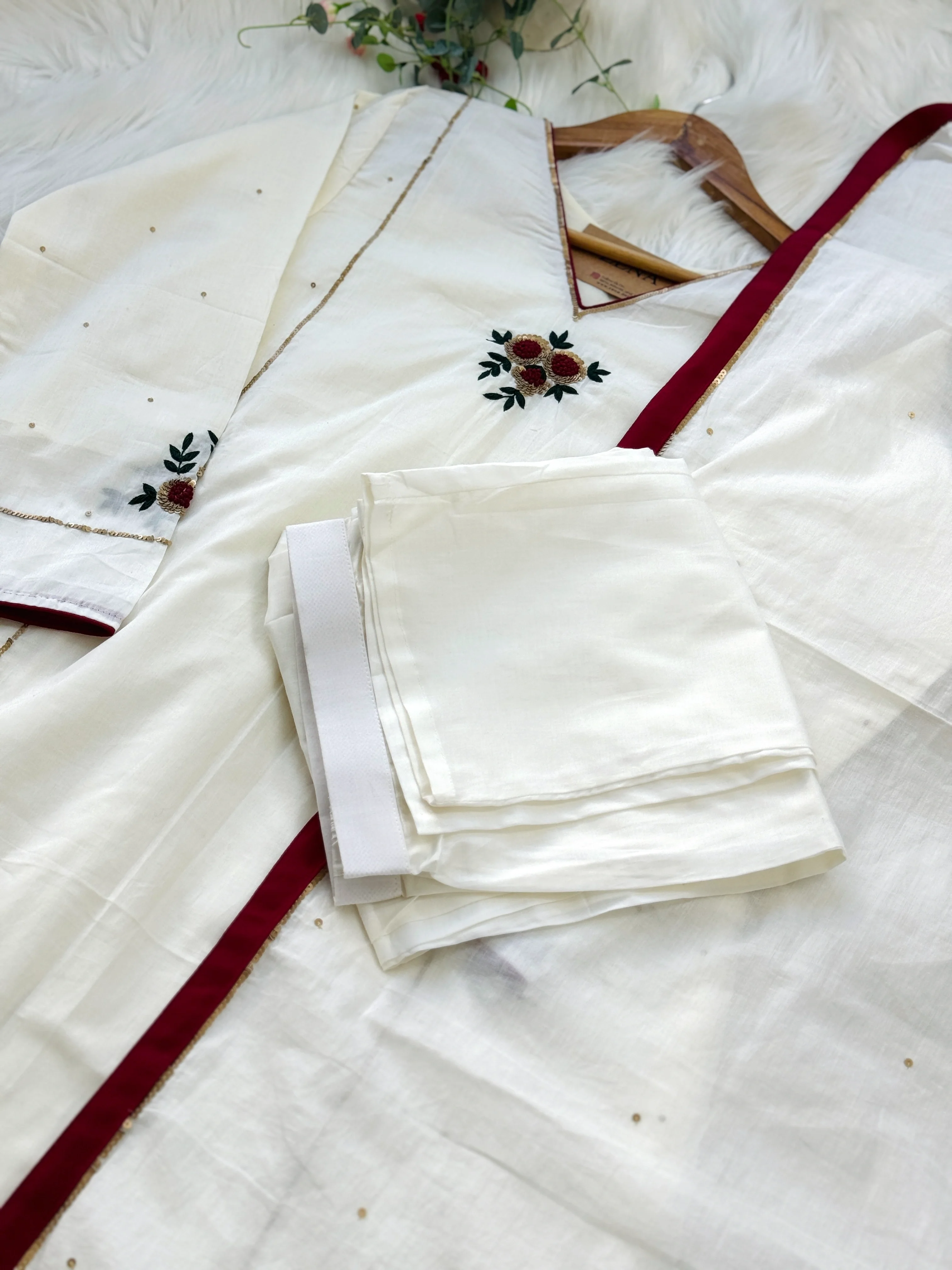 ✨ Premium Cotton Embroidered Hand-Detailed A-Line Kurti Set ✨ - Image 5
