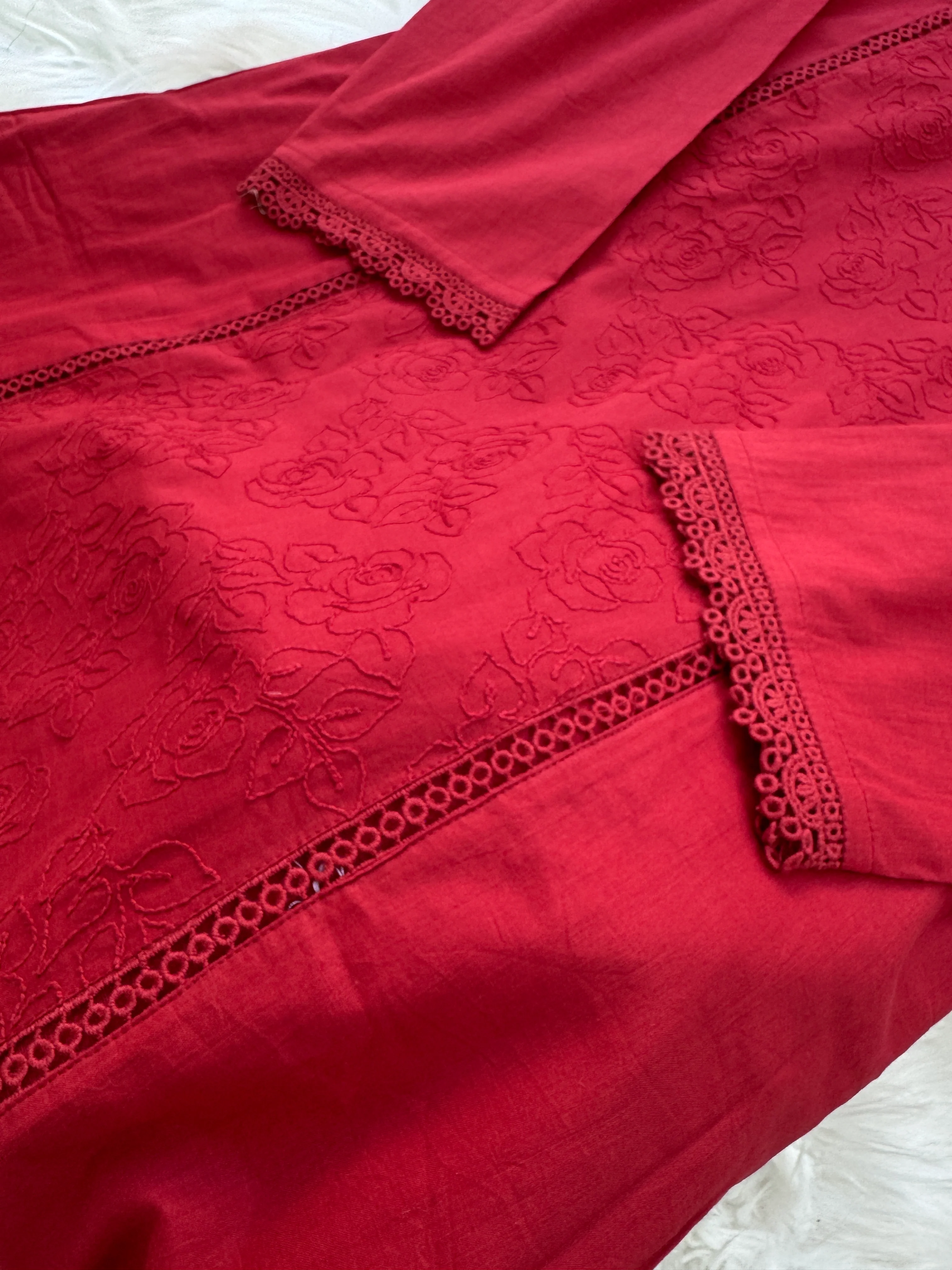 ✨ Premium Cotton Embroidered V-Neck Kurti Set ✨ - Image 5