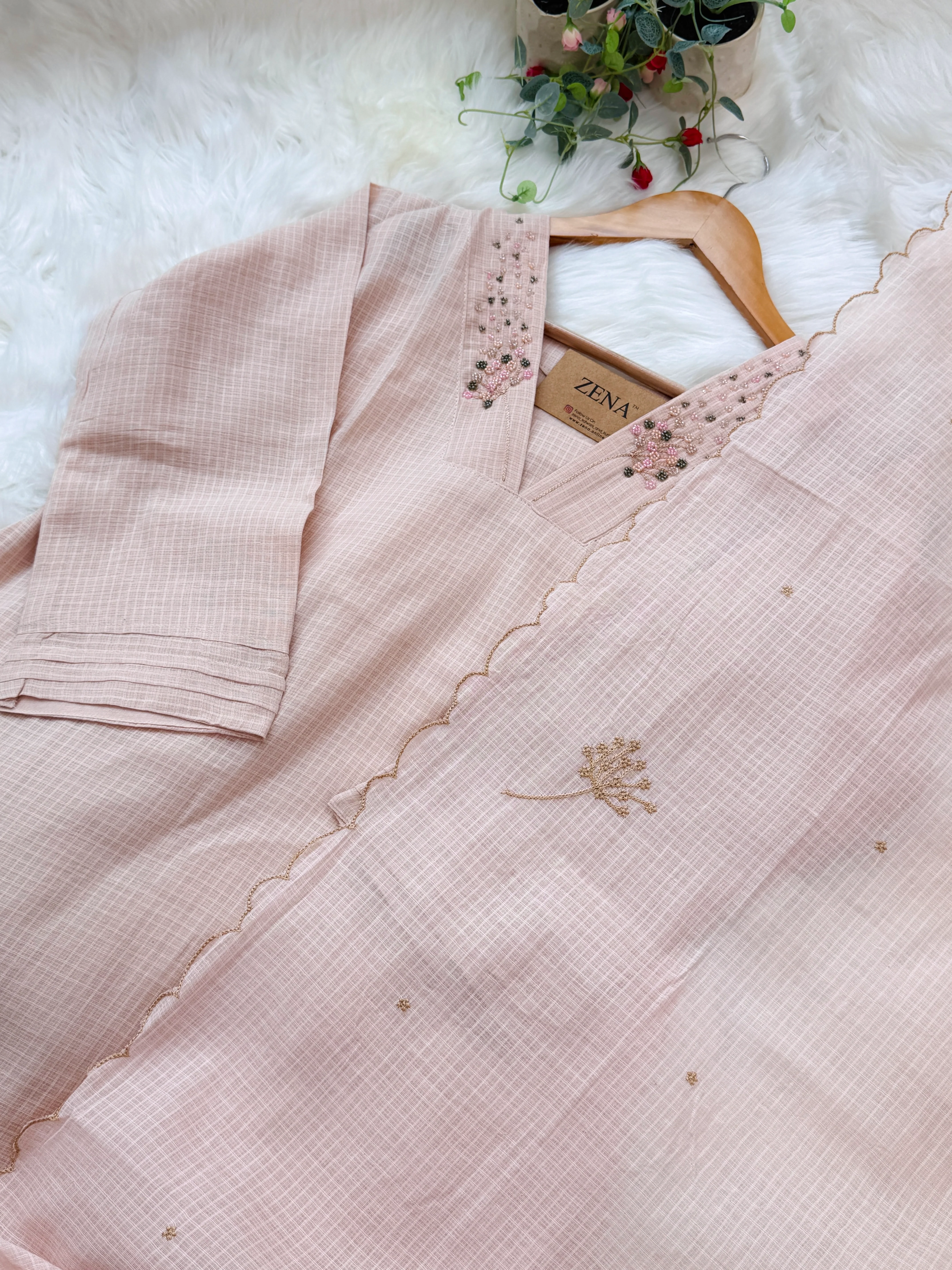 ✨ Premium Cotton Kota Doria A-Line Kurti Set ✨ - Image 3