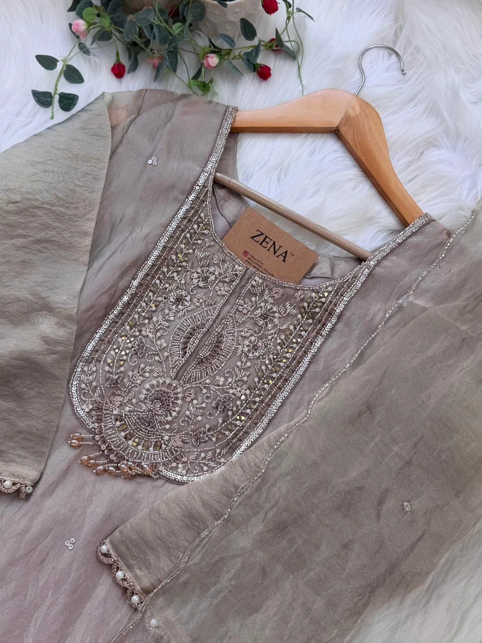✨ Premium Crushed Tissue Silk Handwork Suit – Top, Bottom & Dupatta ✨ - Image 5