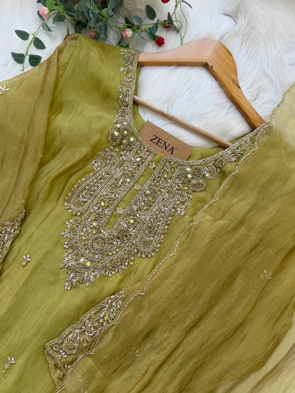 ✨ Premium Crushed Tissue Silk Handwork Suit – Top, Bottom & Dupatta ✨ - Image 5