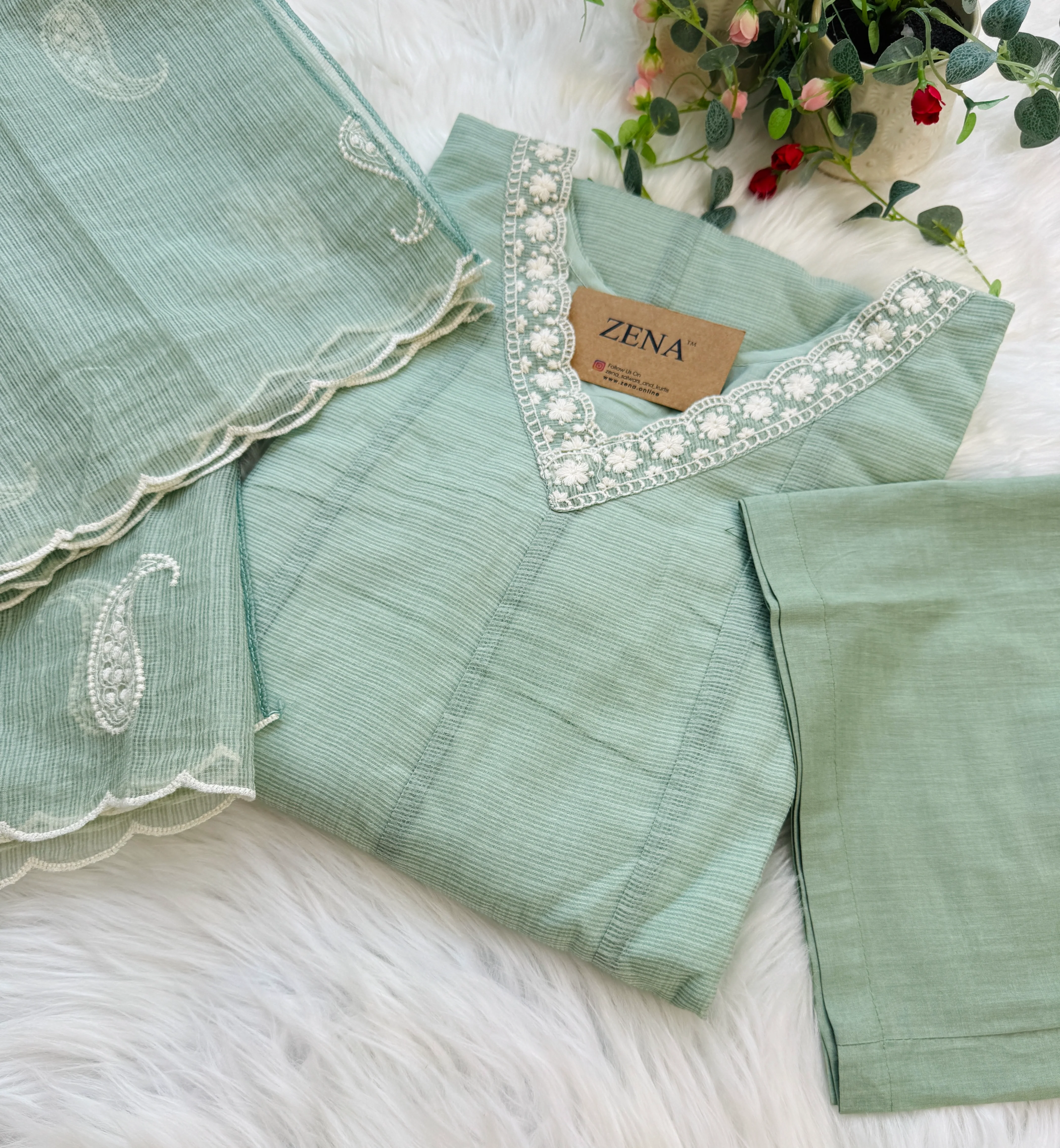 ✨ Premium Kota Doria Embroidered Anarkali Set ✨