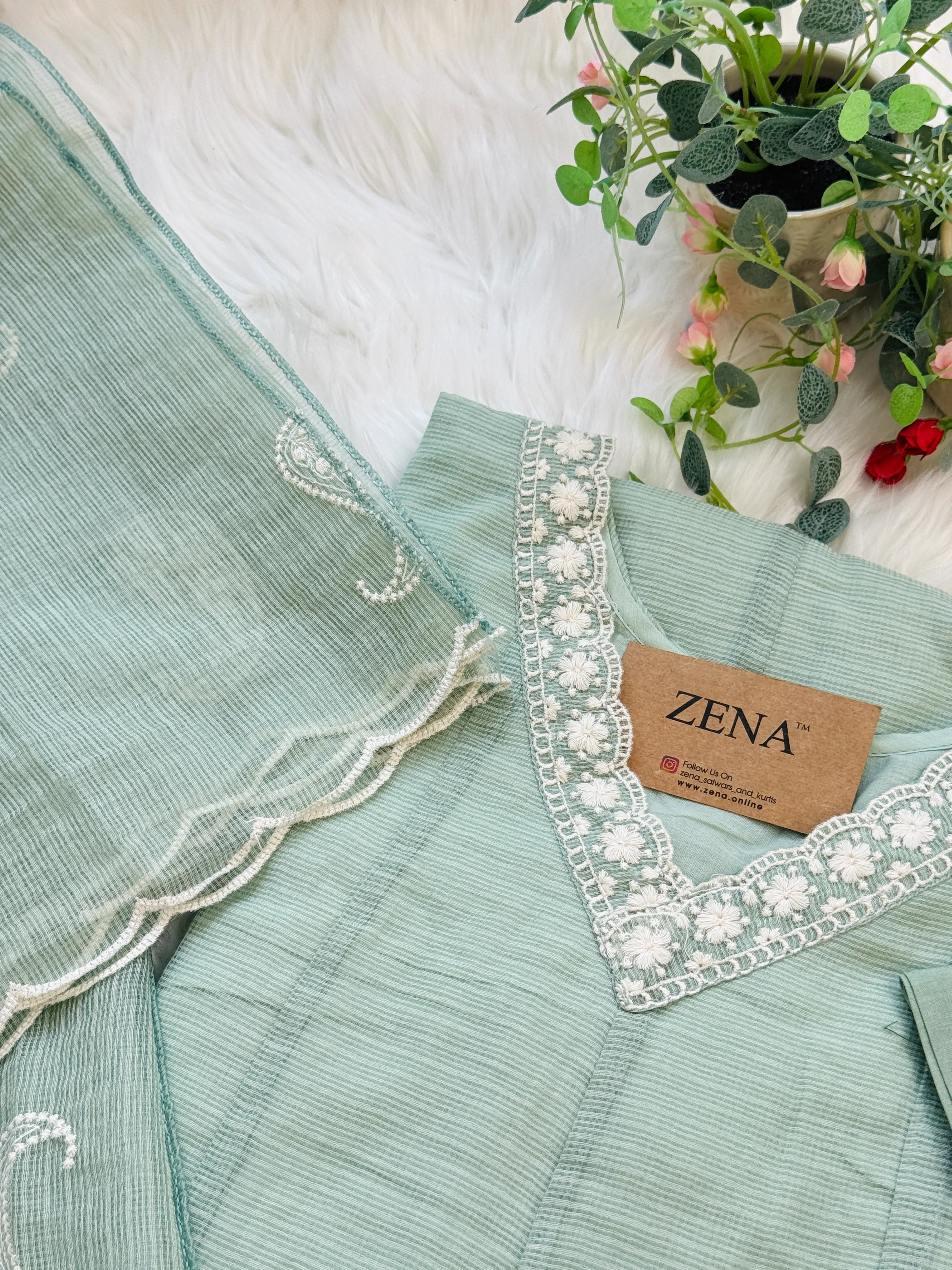 ✨ Premium Kota Doria Embroidered Anarkali Set ✨ - Image 5