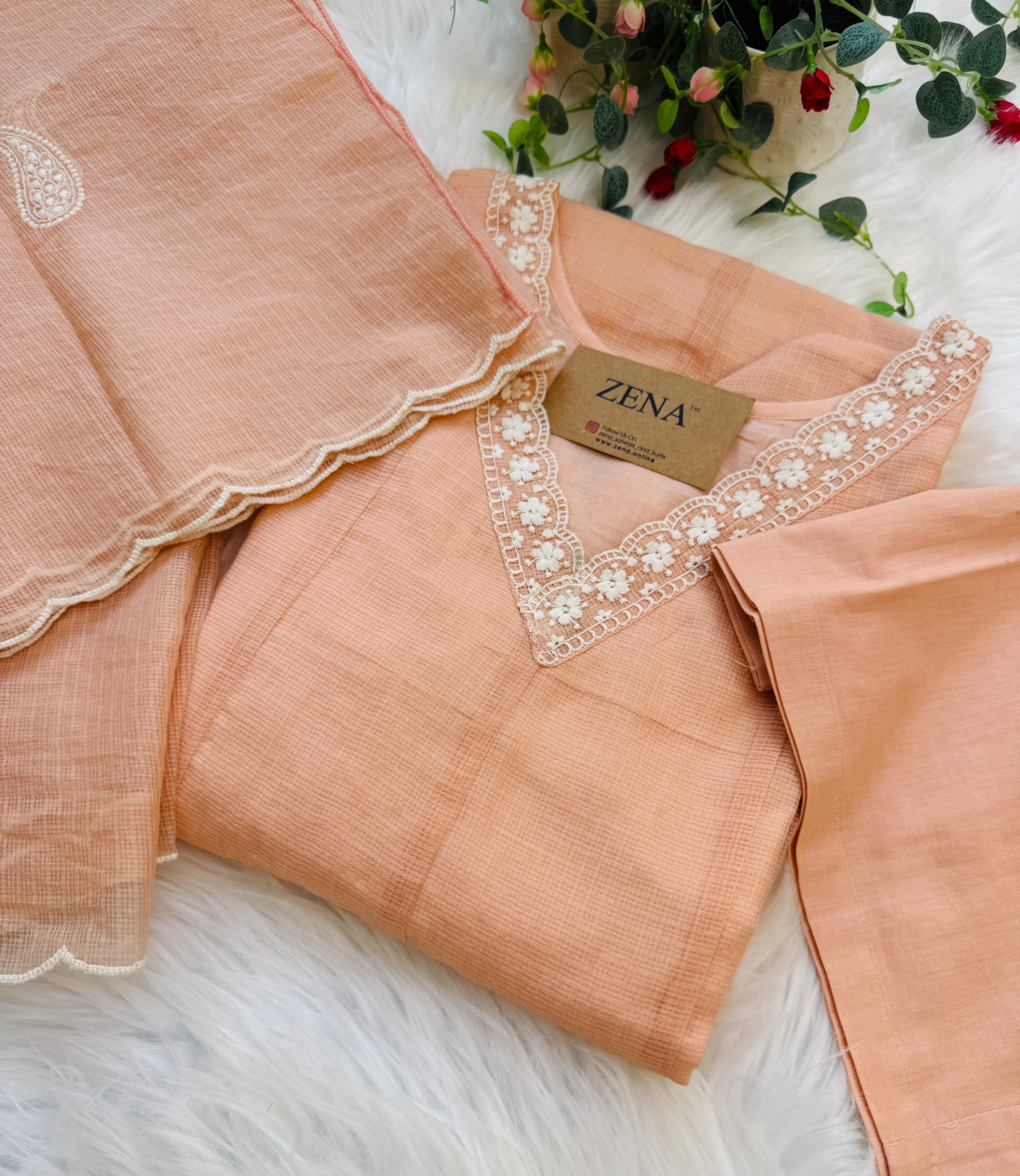 ✨ Premium Kota Doria Embroidered Anarkali Set ✨