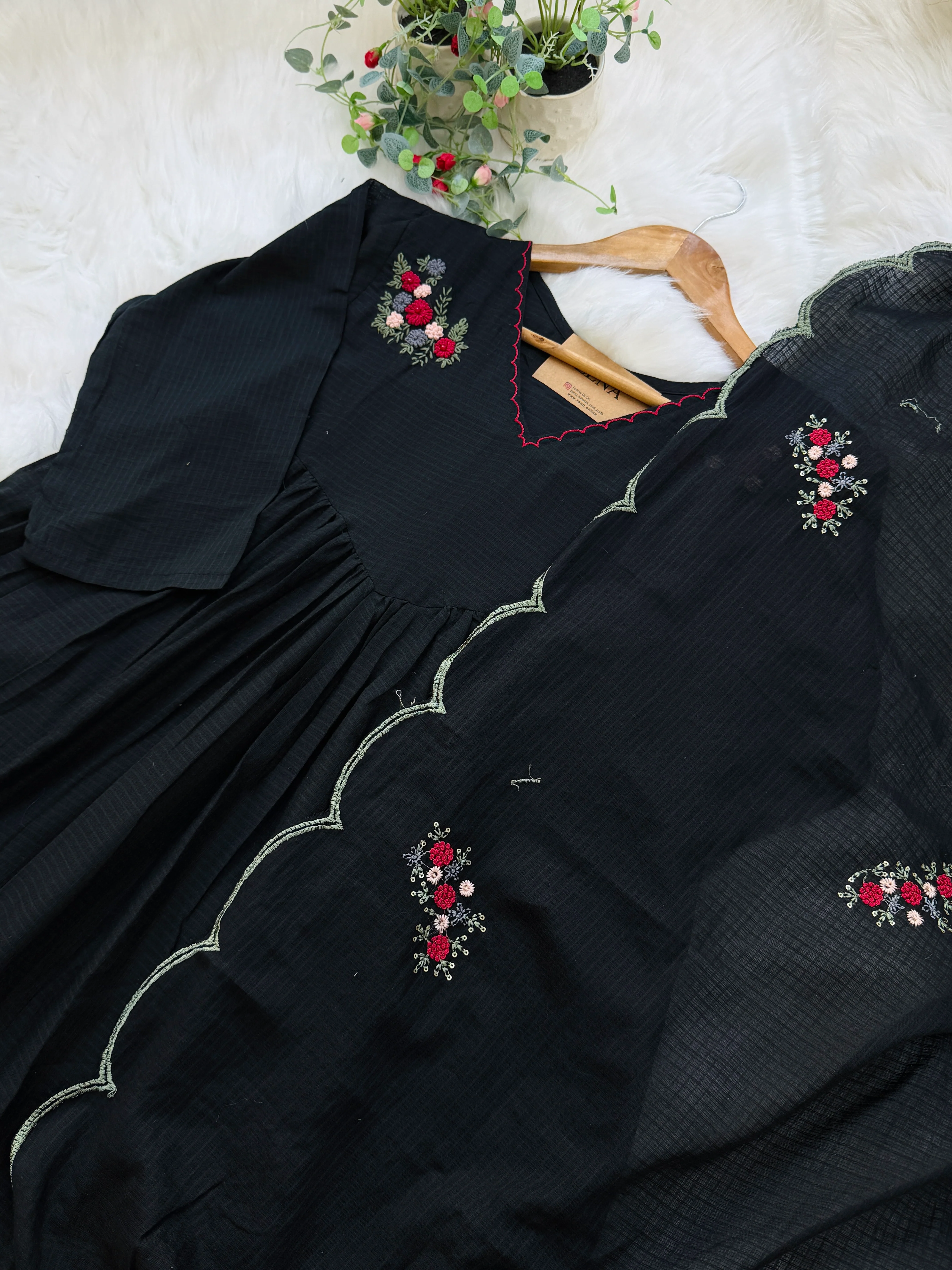 ✨ Premium Kota Fabric Embroidered Anarkali Set ✨ - Image 3