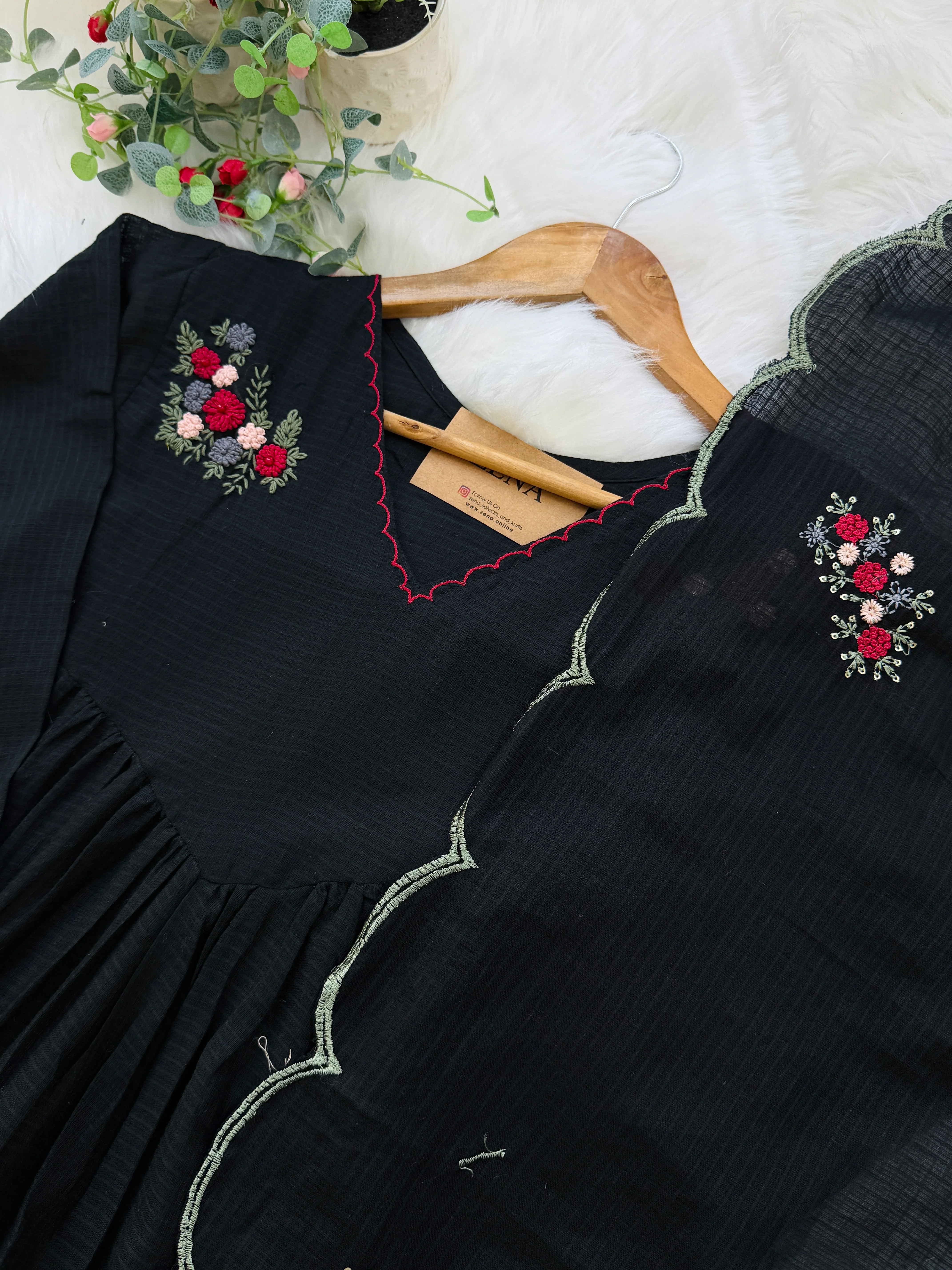 ✨ Premium Kota Fabric Embroidered Anarkali Set ✨ - Image 5
