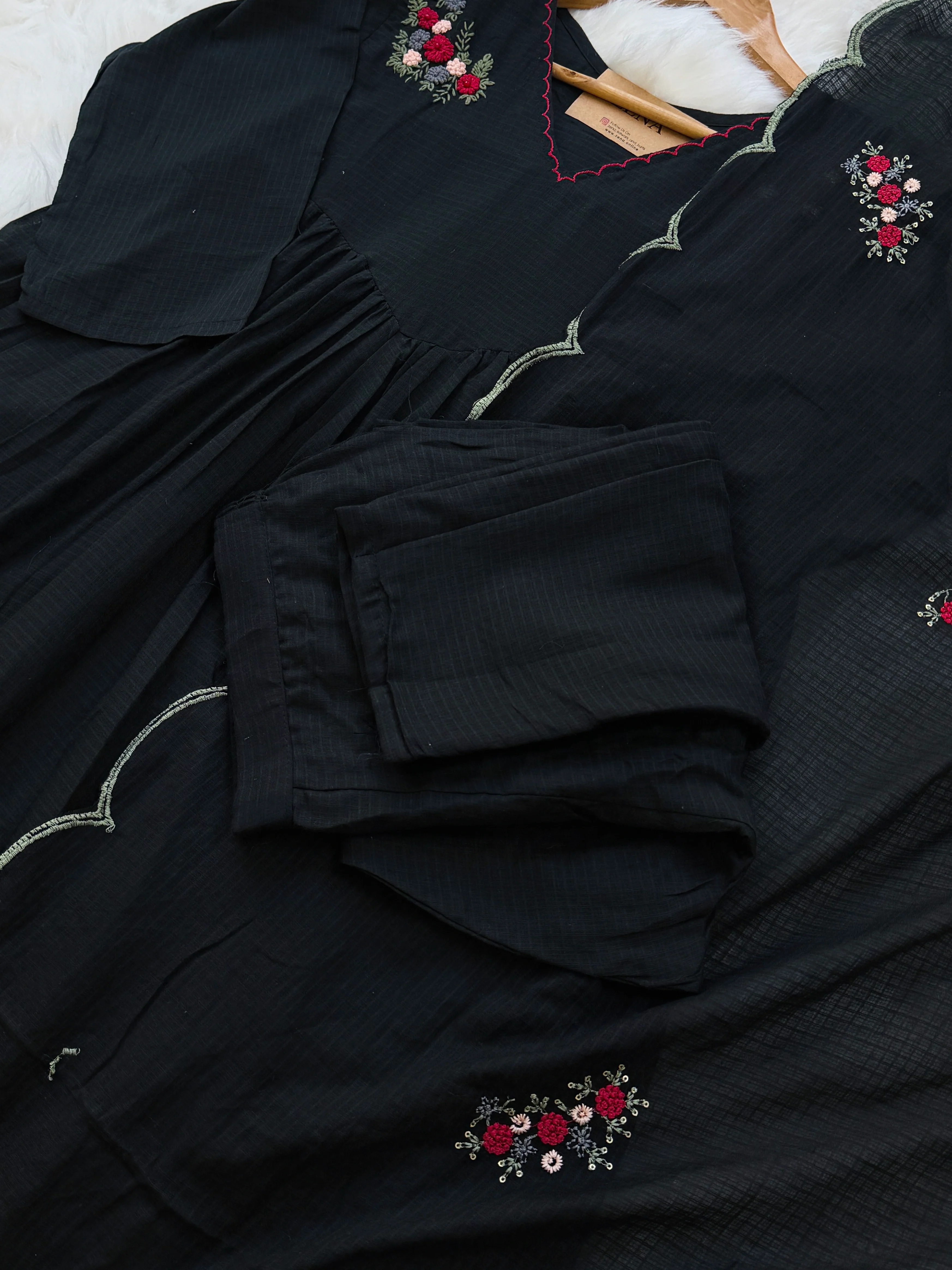 ✨ Premium Kota Fabric Embroidered Anarkali Set ✨ - Image 8
