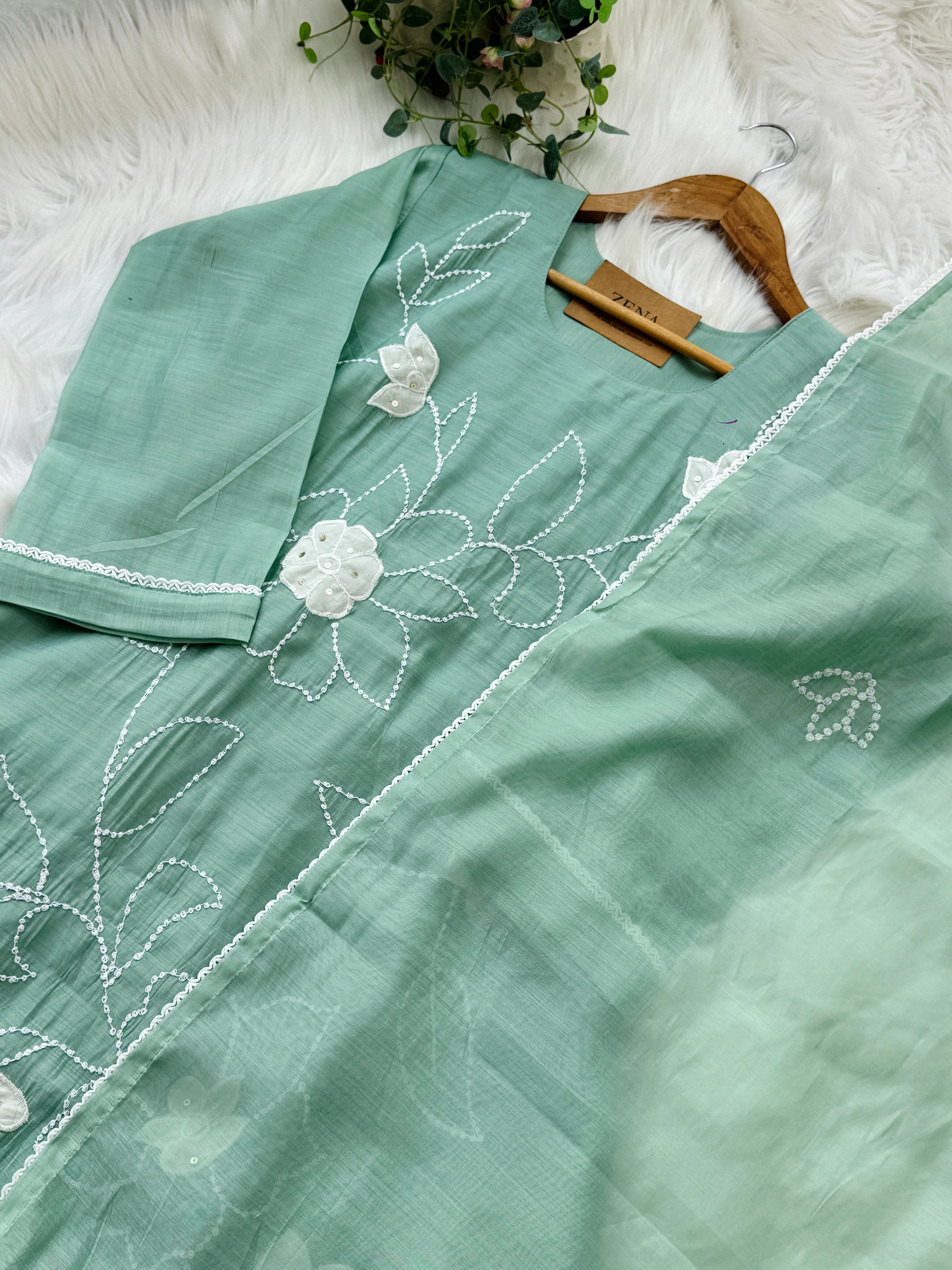✨ Premium Mul Chanderi Embroidered Kurti Set ✨ - Image 4