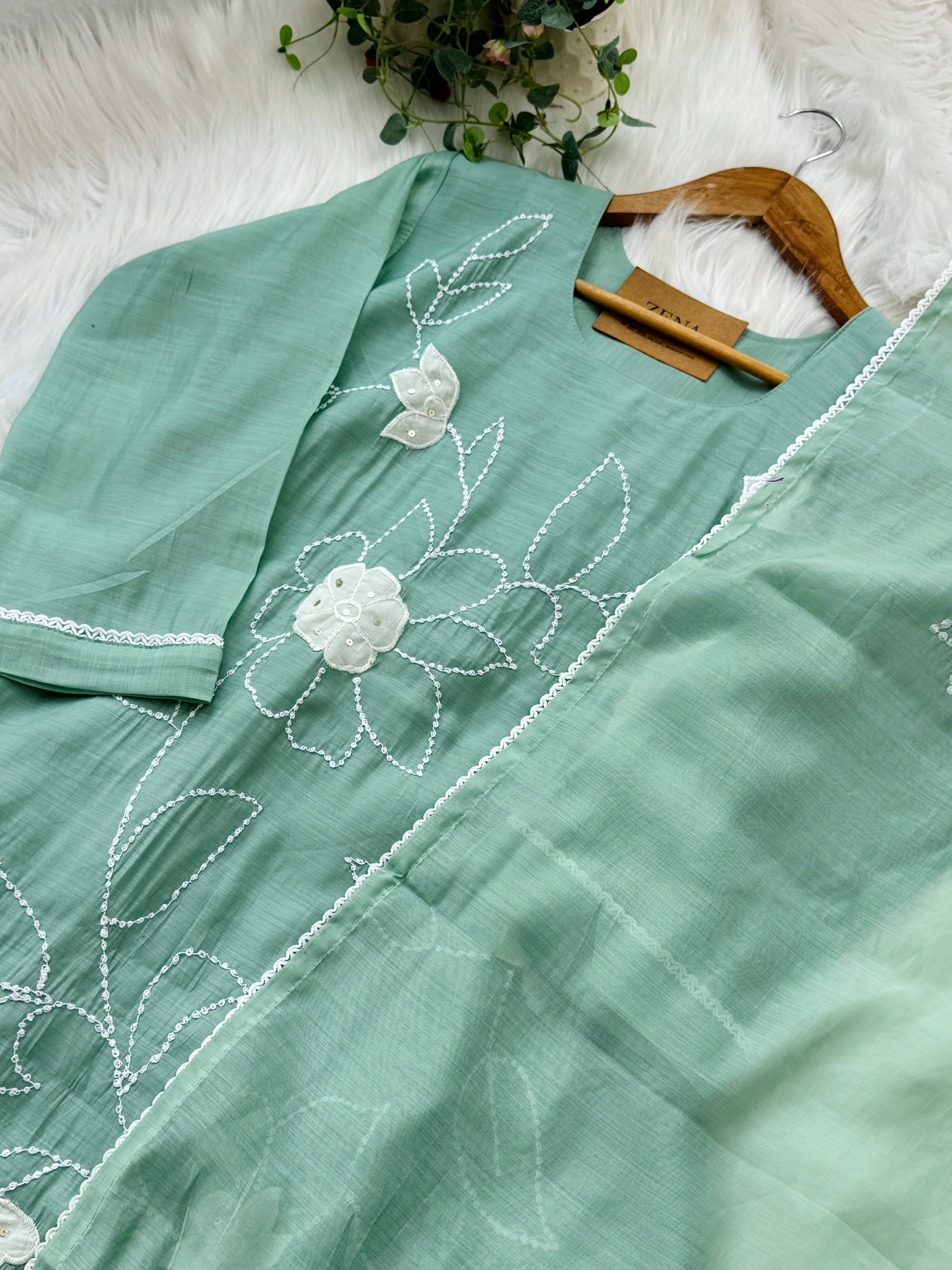 ✨ Premium Mul Chanderi Embroidered Kurti Set ✨ - Image 7