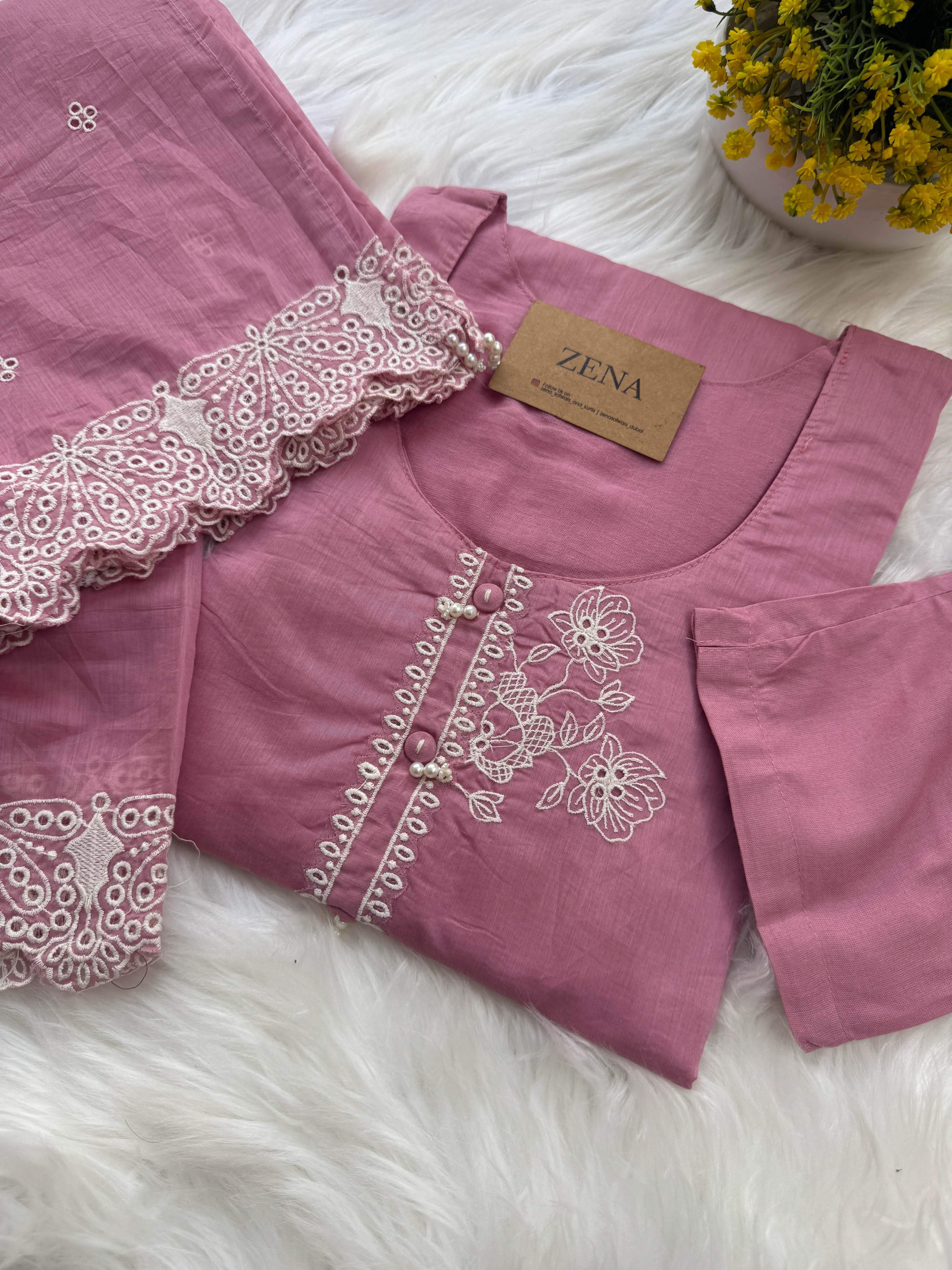 ✨ Premium Mul Chanderi Embroidered Kurti Set ✨