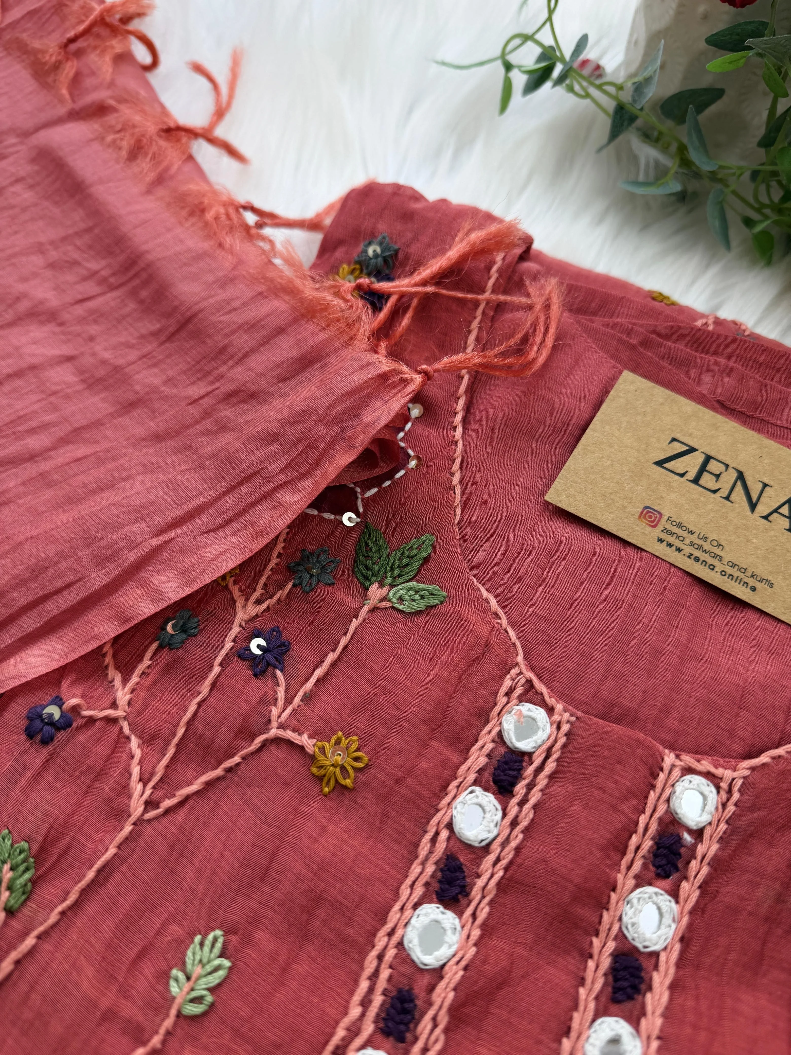✨ Premium Mul Chanderi Embroidered Kurti Set ✨ - Image 3