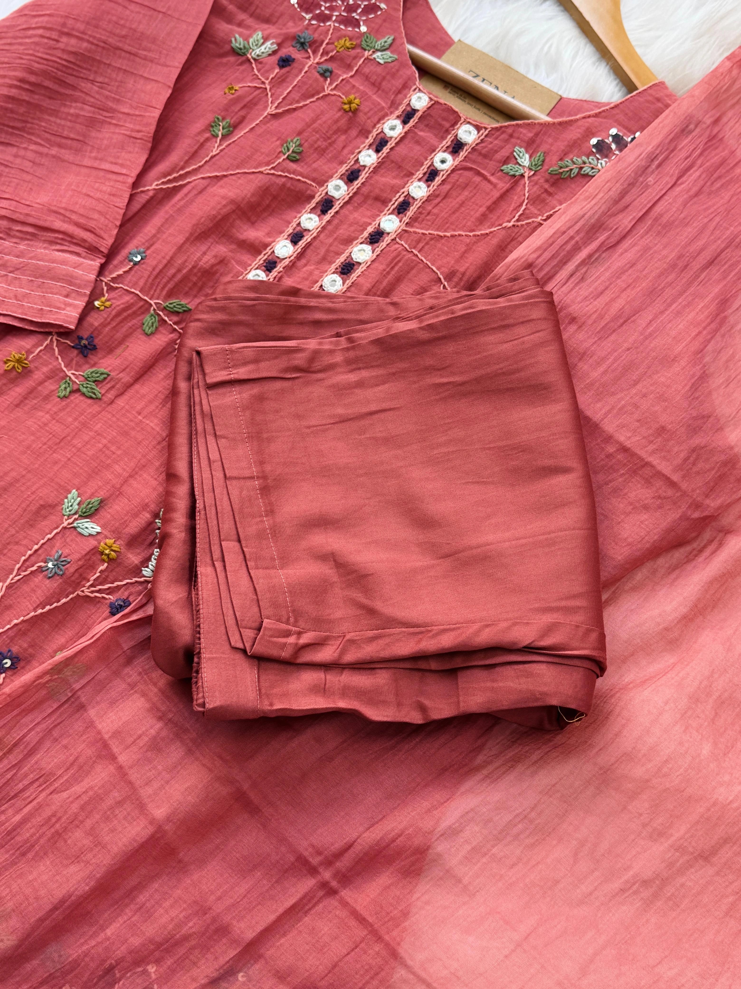 ✨ Premium Mul Chanderi Embroidered Kurti Set ✨ - Image 7