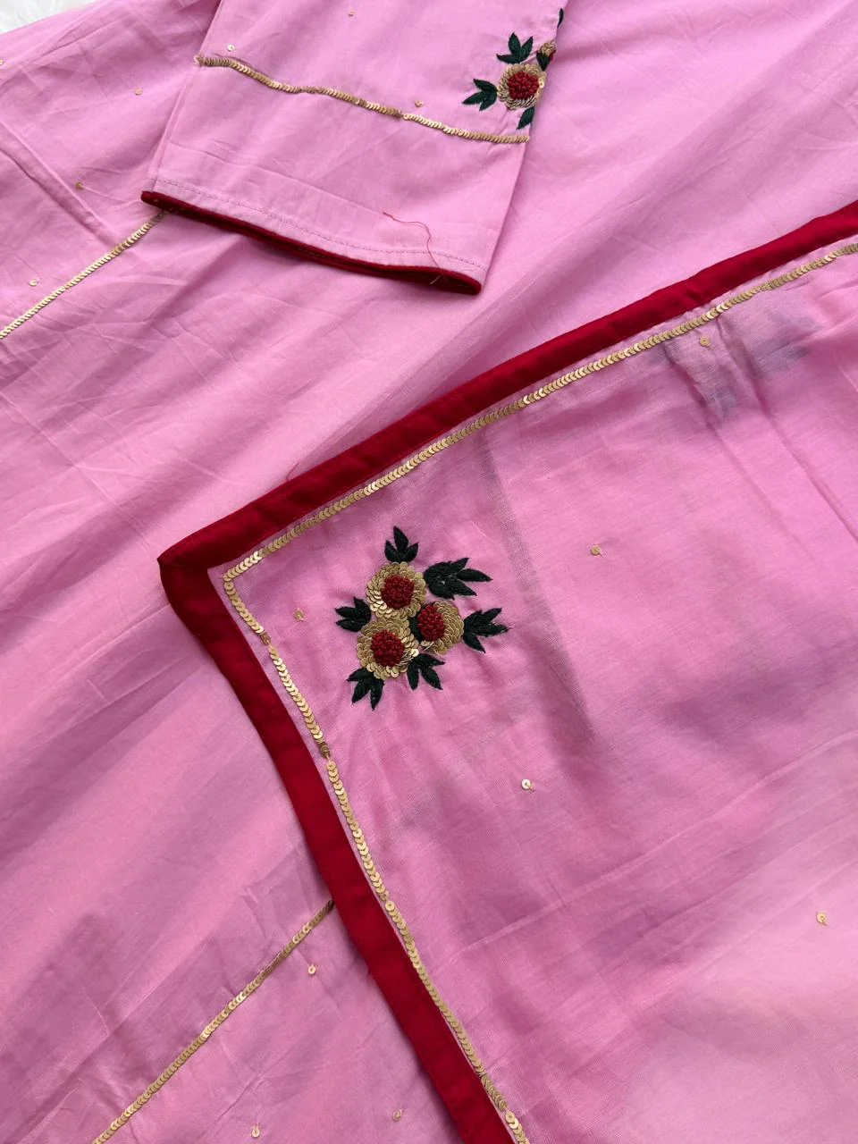 ✨ Premium Mul Chanderi Hand Detailed A-Line Kurti Set ✨ - Image 7