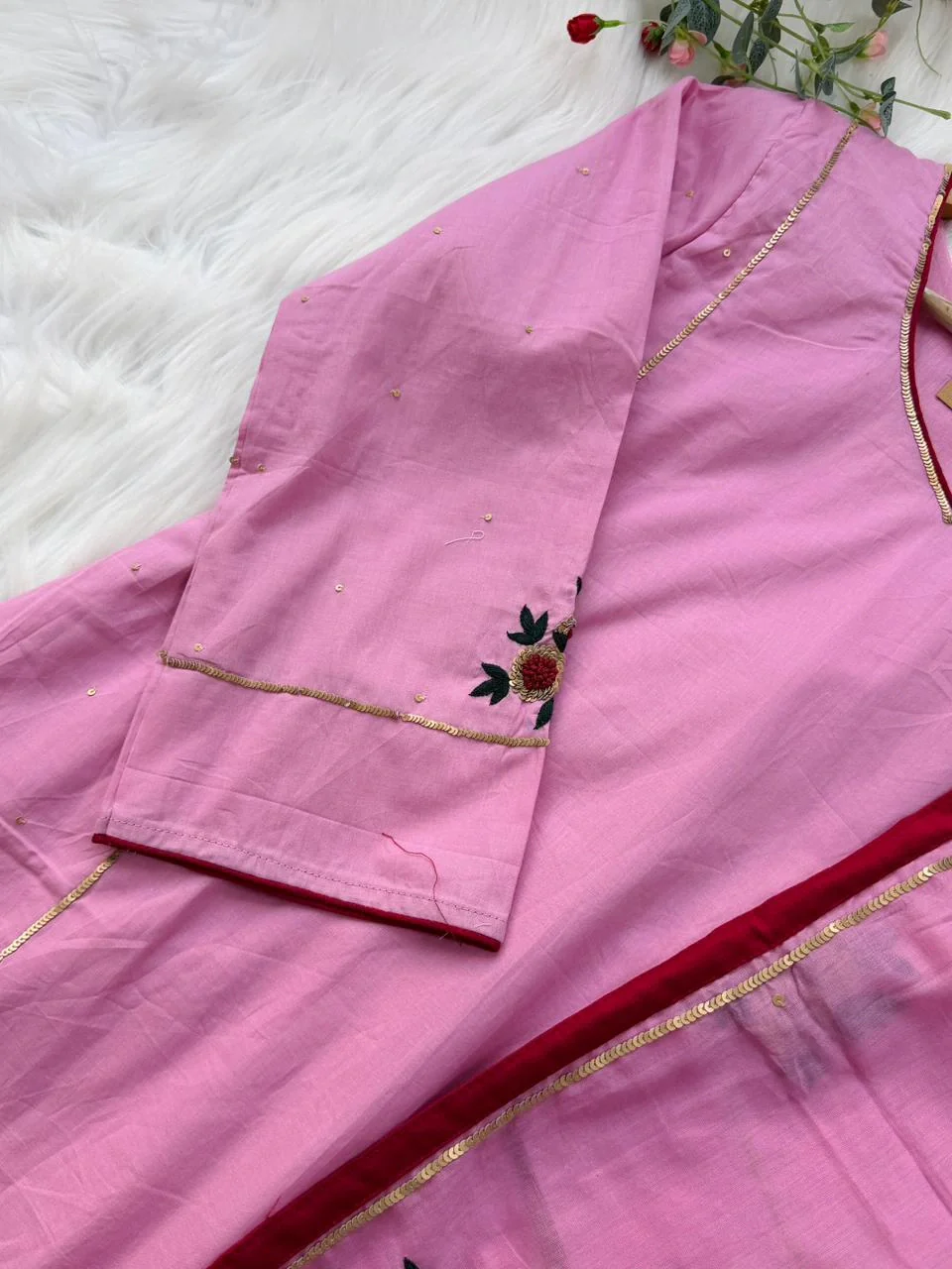 ✨ Premium Mul Chanderi Hand Detailed A-Line Kurti Set ✨ - Image 8