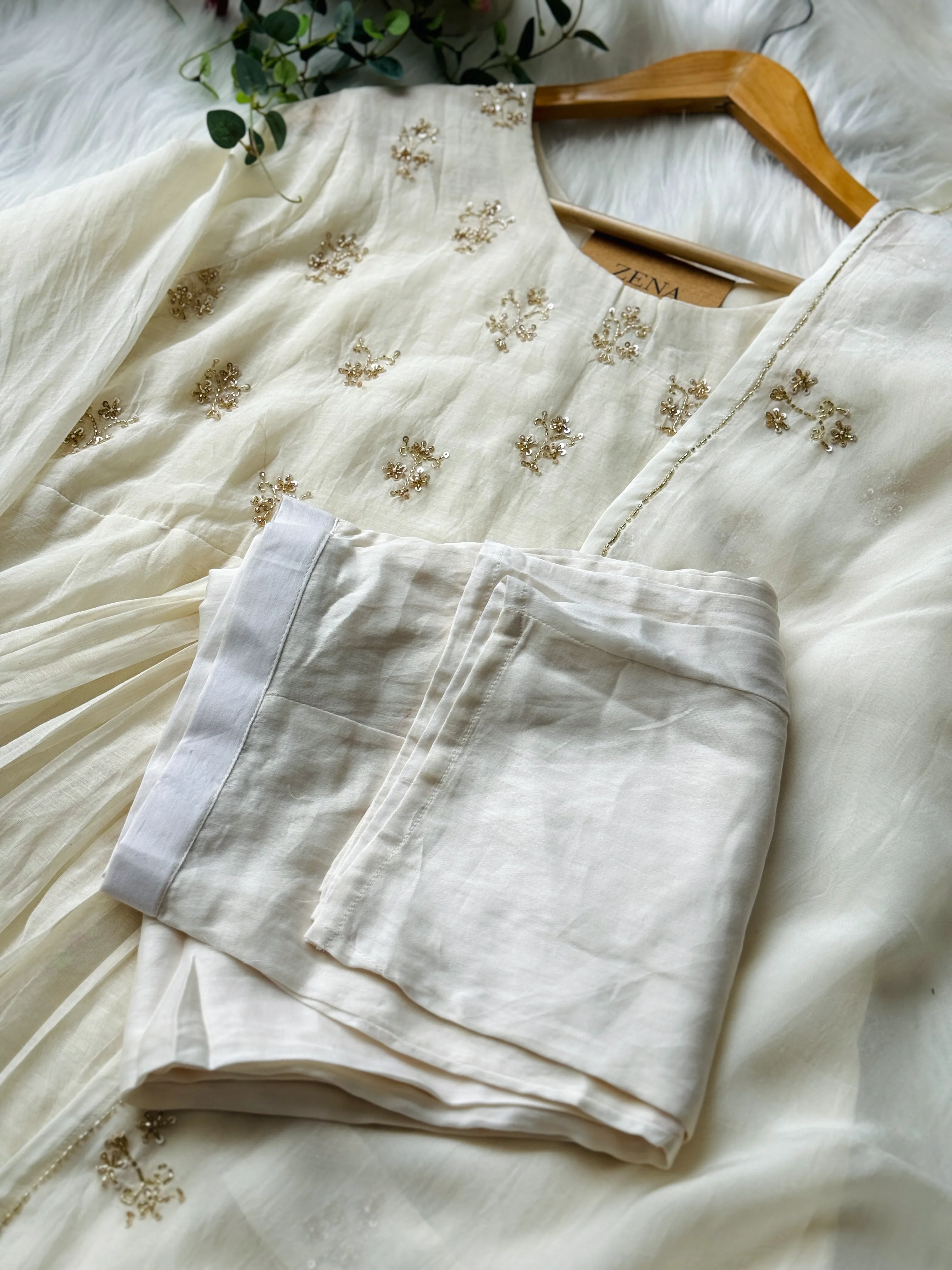 ✨ Premium Mul Chanderi Hand-Detailed Anarkali Suit – Top, Bottom & Dupatta ✨ - Image 5