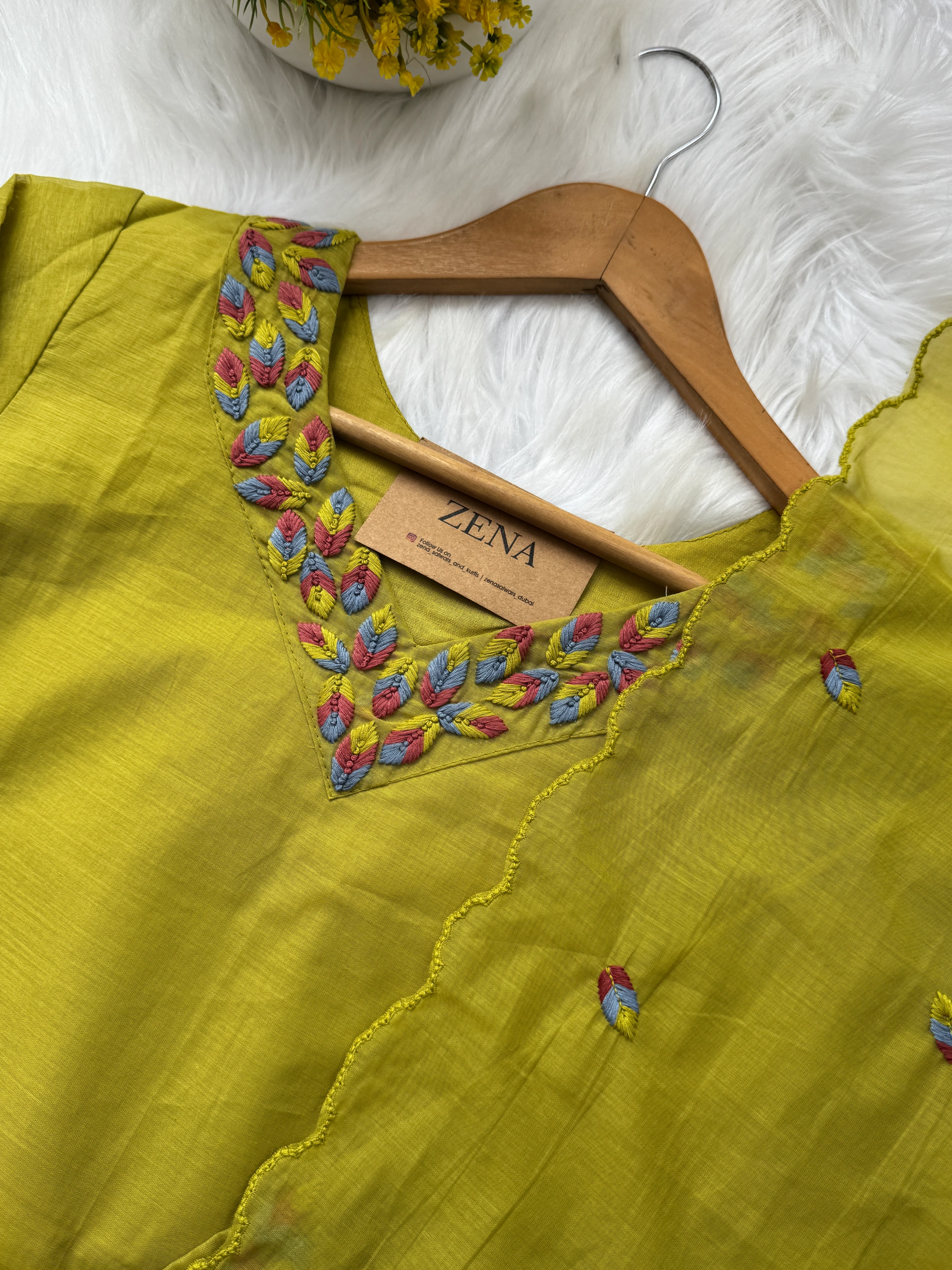 ✨ Premium Mul Chanderi Hand-Detailed Kurti Set ✨ - Image 3