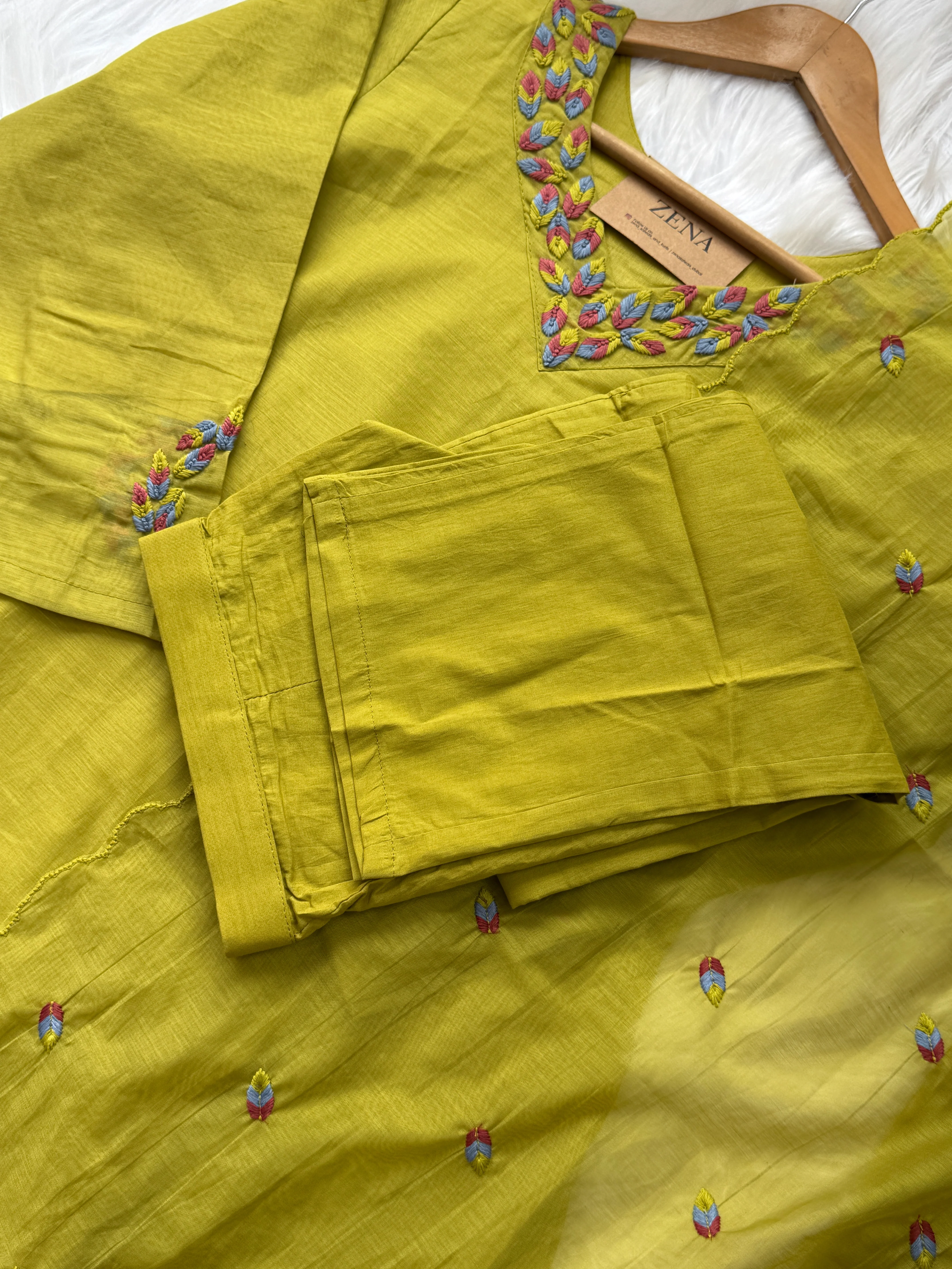 ✨ Premium Mul Chanderi Hand-Detailed Kurti Set ✨ - Image 5