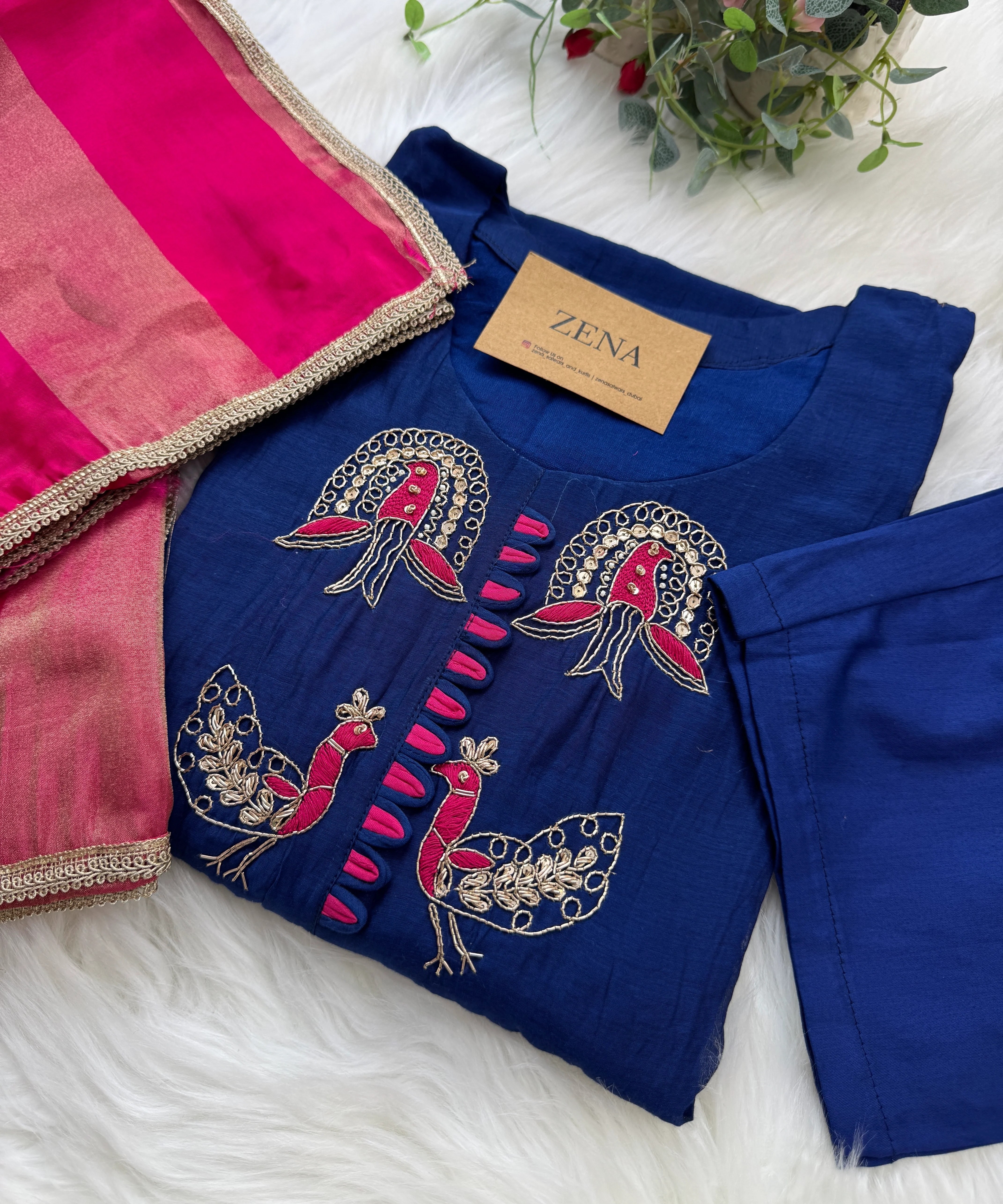 ✨ Premium Mul Chanderi Hand-Detailed Kurti Set ✨