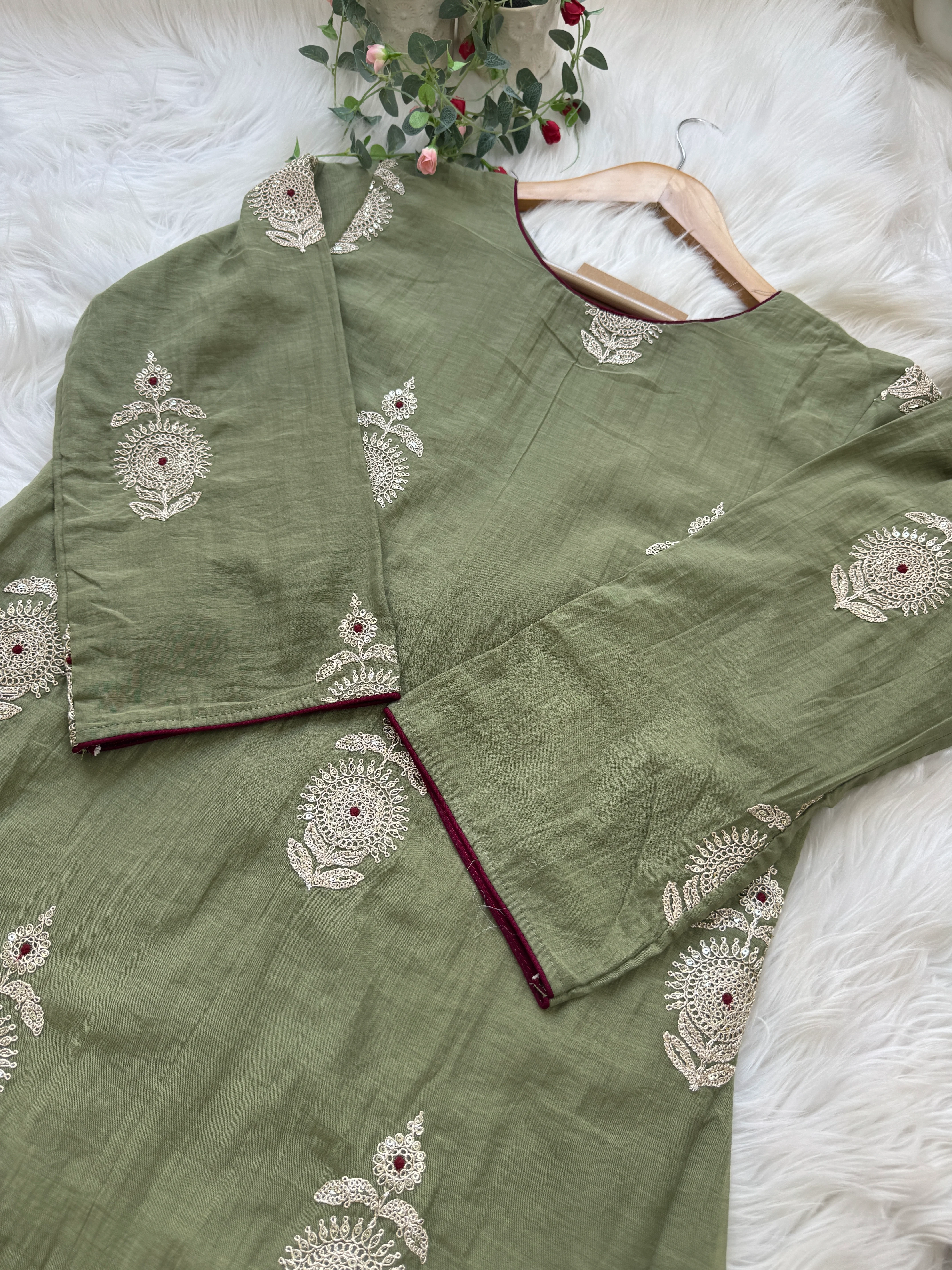 β¨ Premium Mul Chanderi Hand-Detailed Kurti Set β¨ - Image 4
