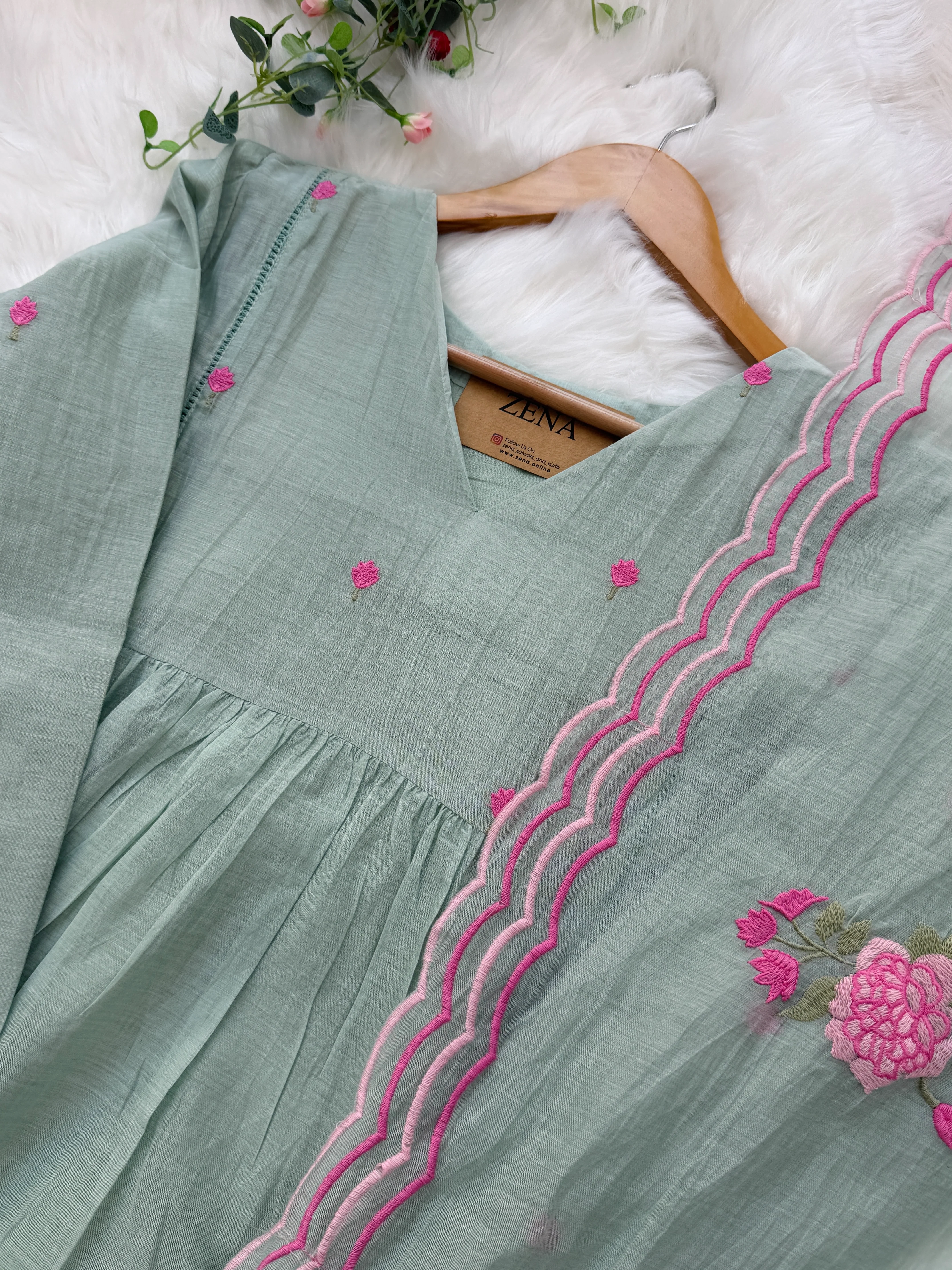 ✨ Premium Mul Chanderi Hand-Detailed Kurti Set ✨ - Image 4