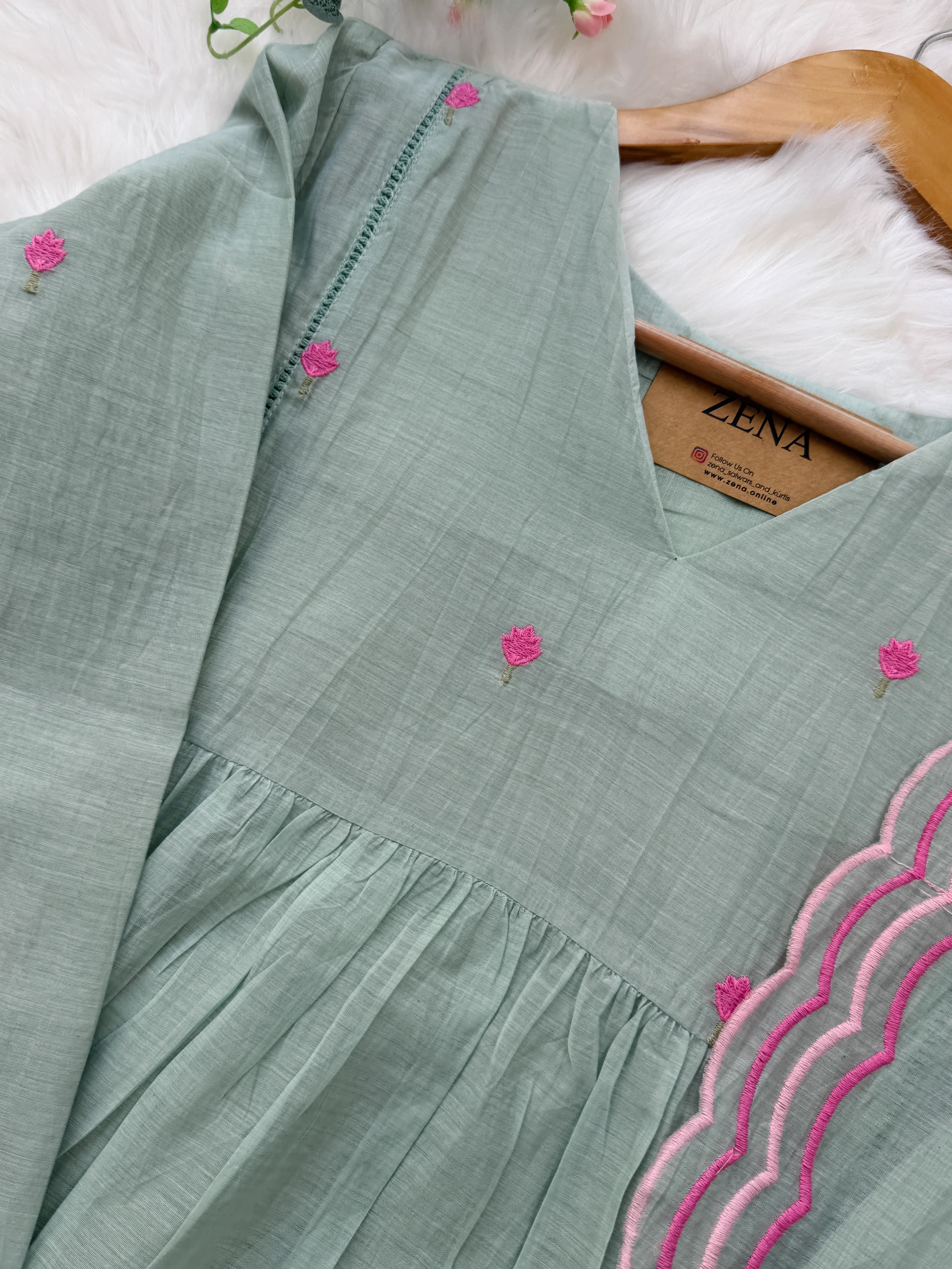 ✨ Premium Mul Chanderi Hand-Detailed Kurti Set ✨ - Image 6