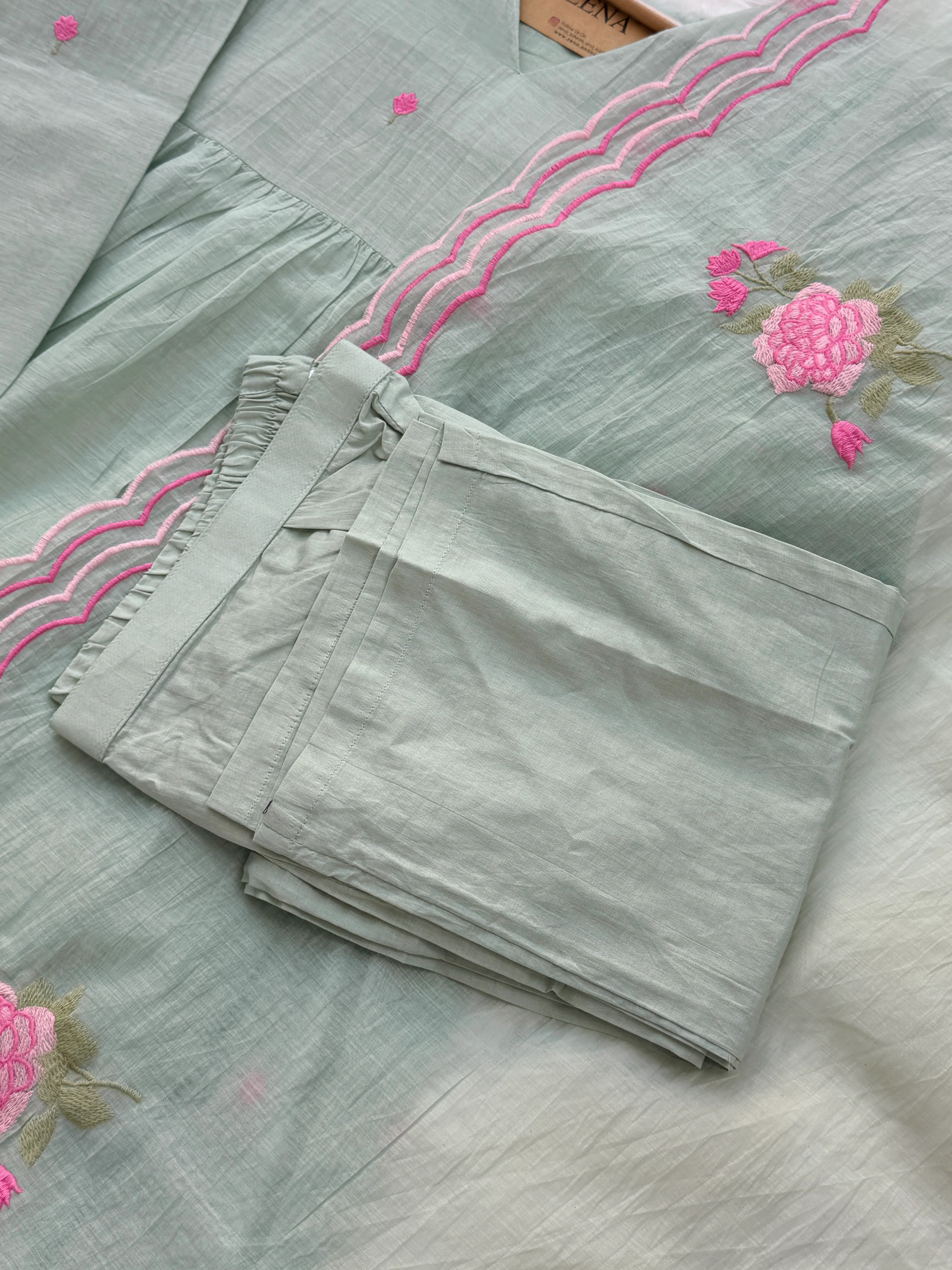 ✨ Premium Mul Chanderi Hand-Detailed Kurti Set ✨ - Image 8