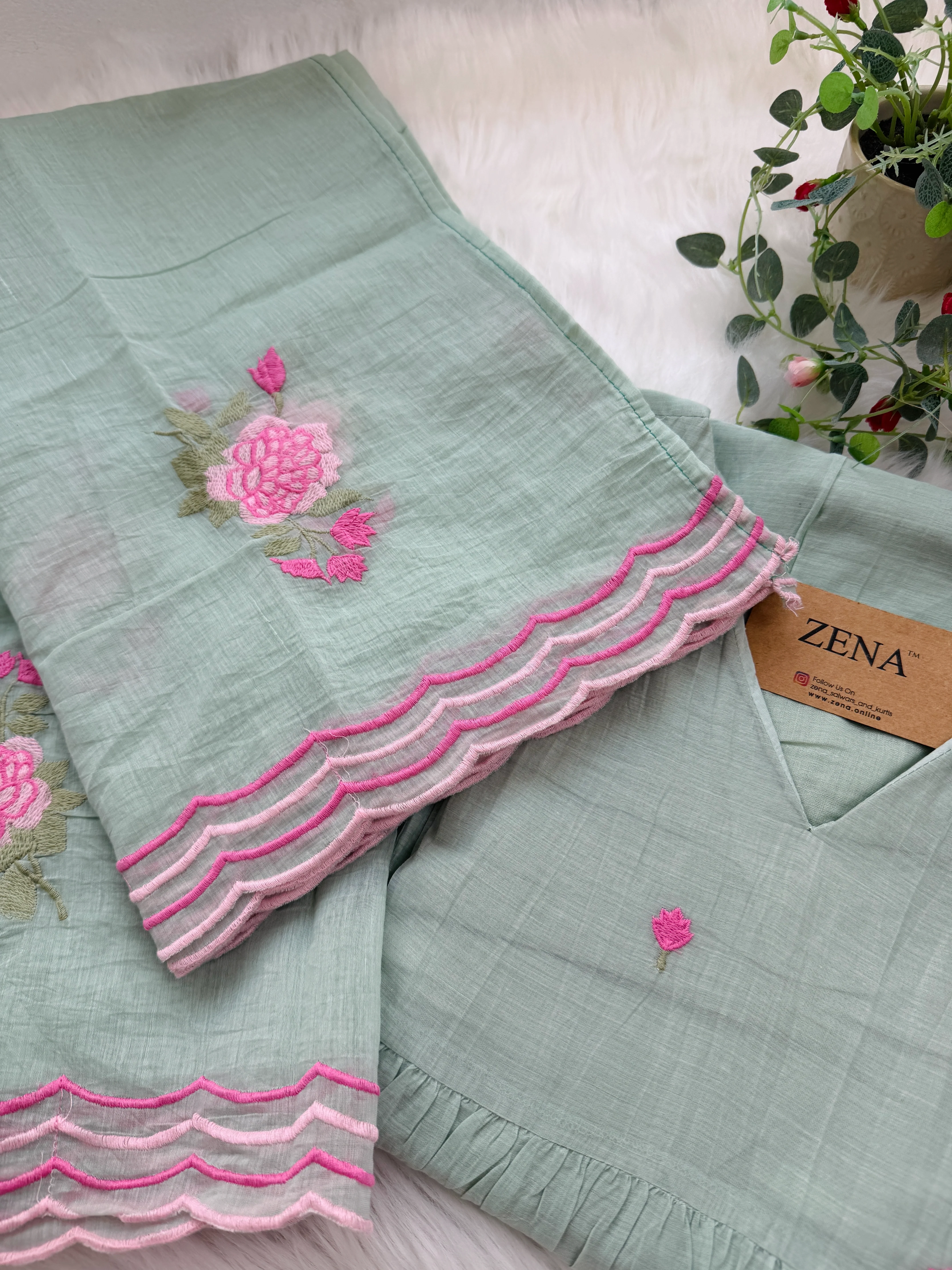 ✨ Premium Mul Chanderi Hand-Detailed Kurti Set ✨ - Image 9