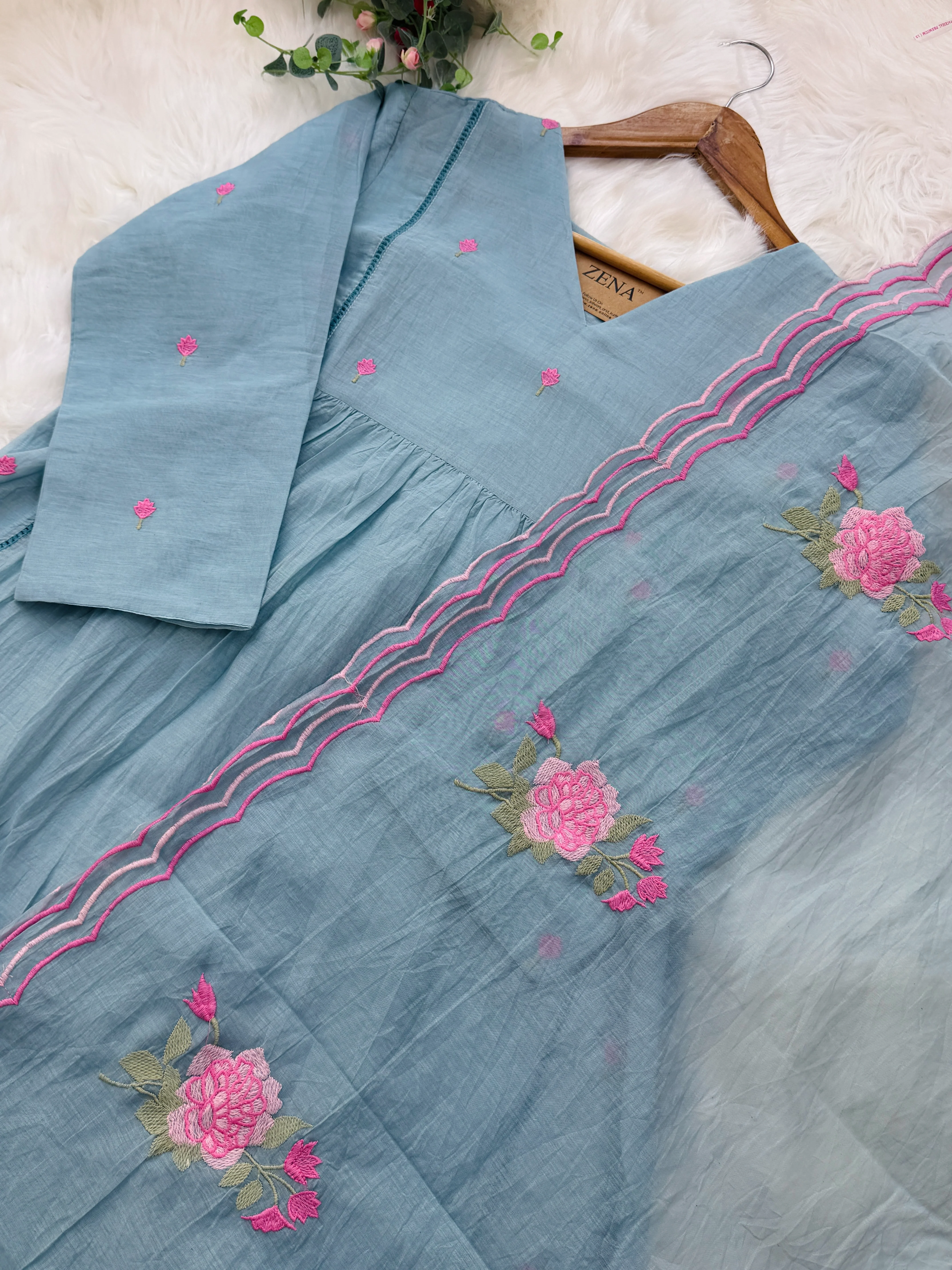 ✨ Premium Mul Chanderi Hand-Detailed Kurti Set ✨ - Image 3