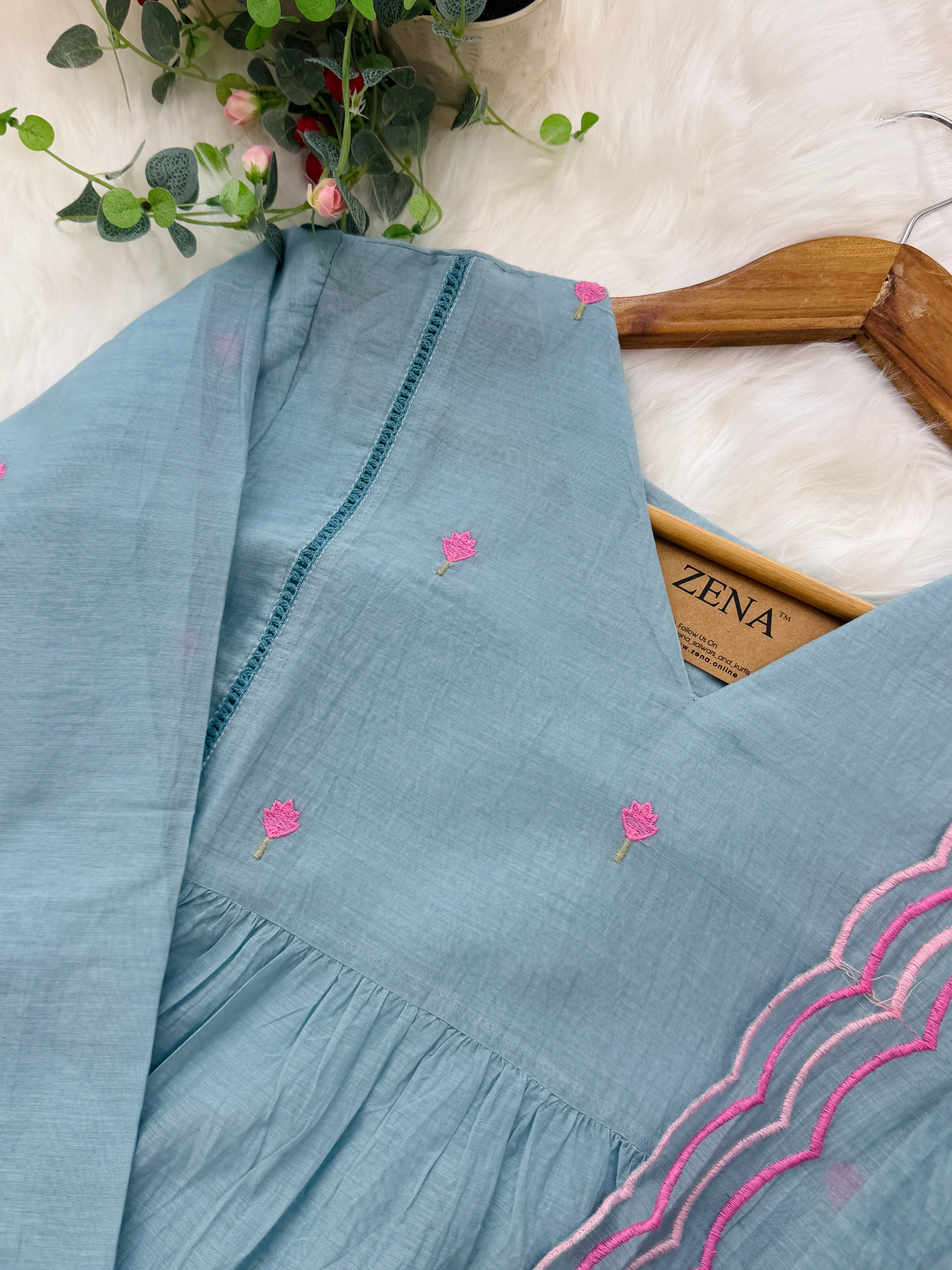✨ Premium Mul Chanderi Hand-Detailed Kurti Set ✨ - Image 4