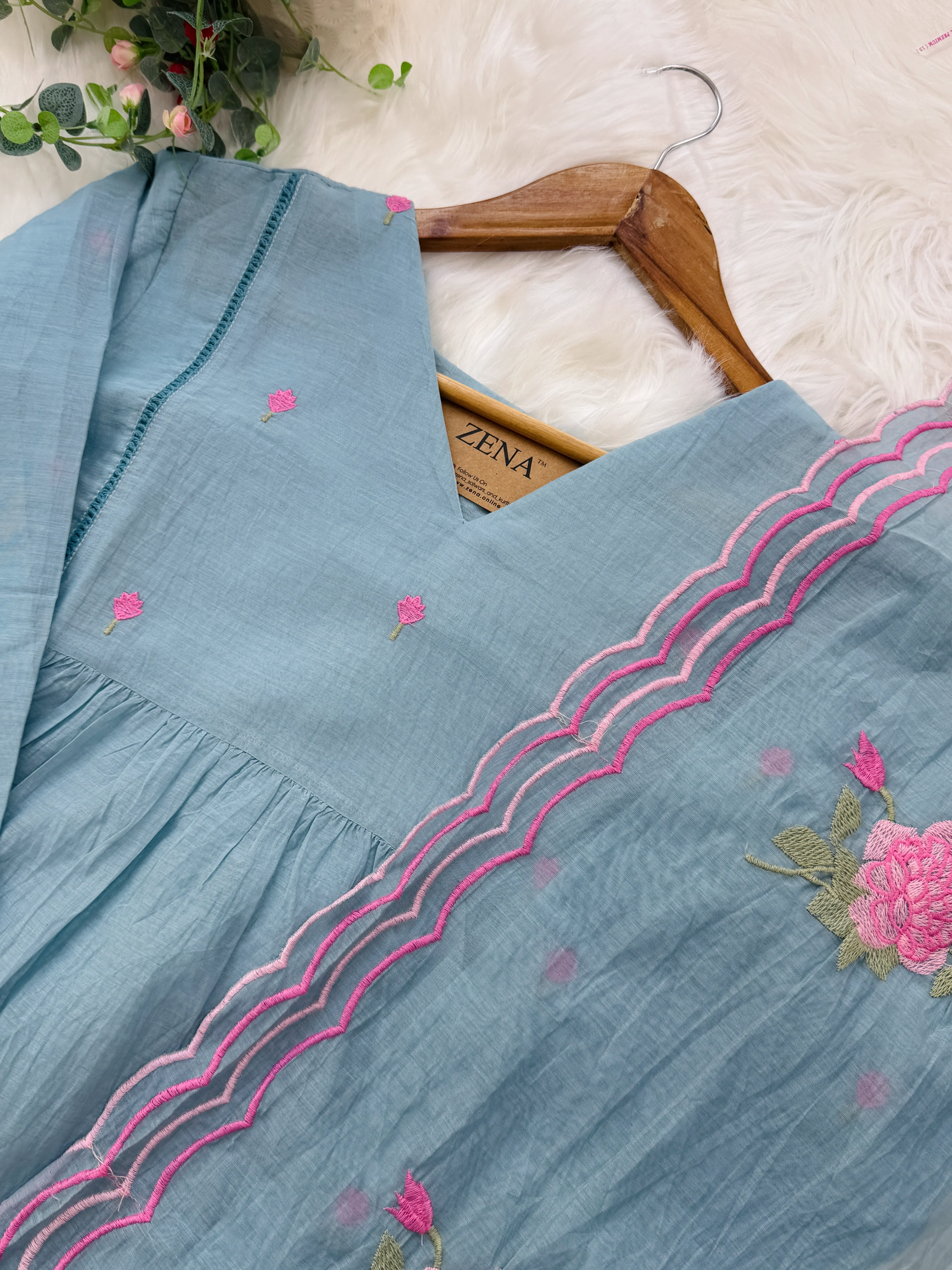 ✨ Premium Mul Chanderi Hand-Detailed Kurti Set ✨ - Image 5