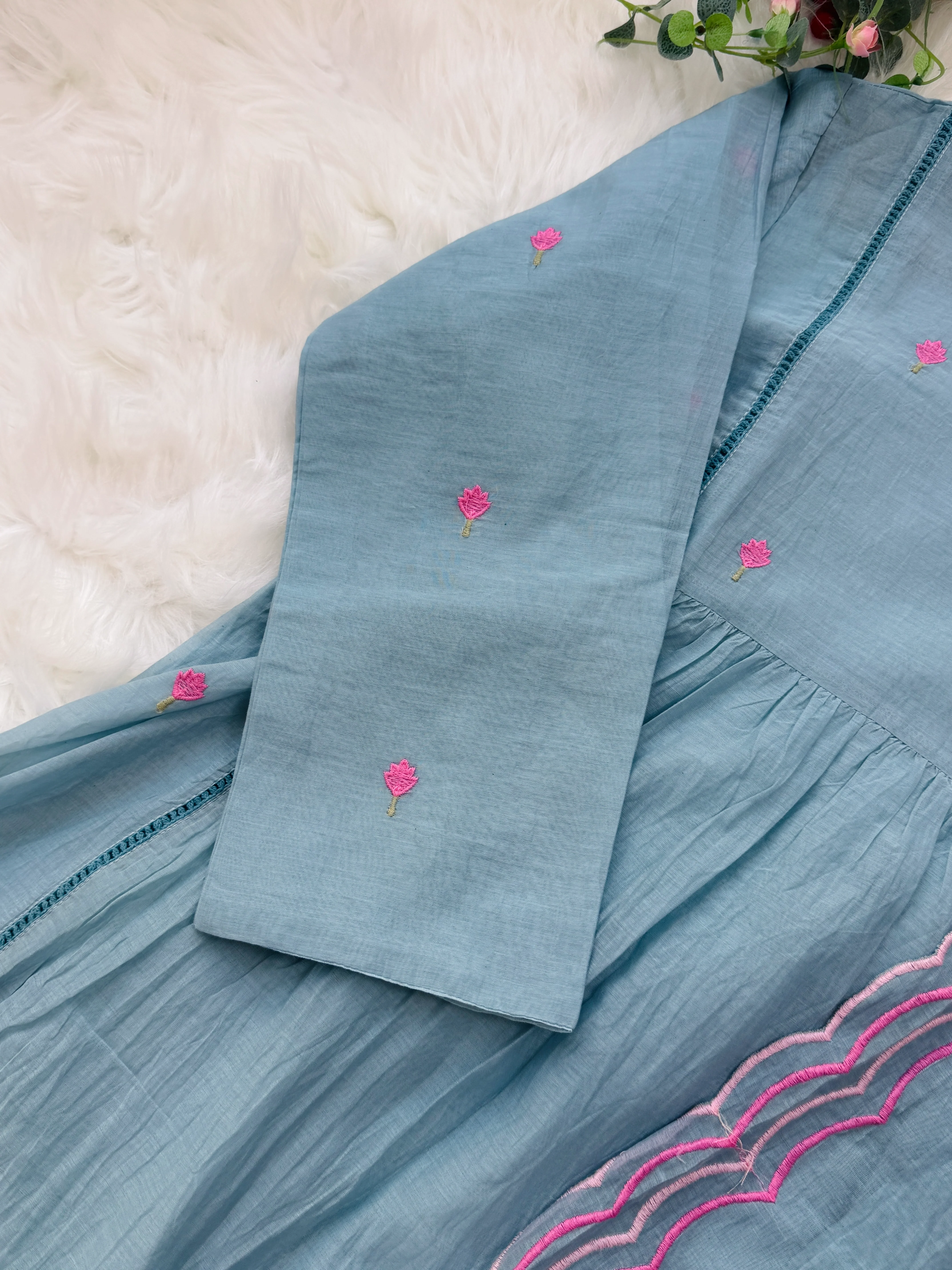 ✨ Premium Mul Chanderi Hand-Detailed Kurti Set ✨ - Image 6