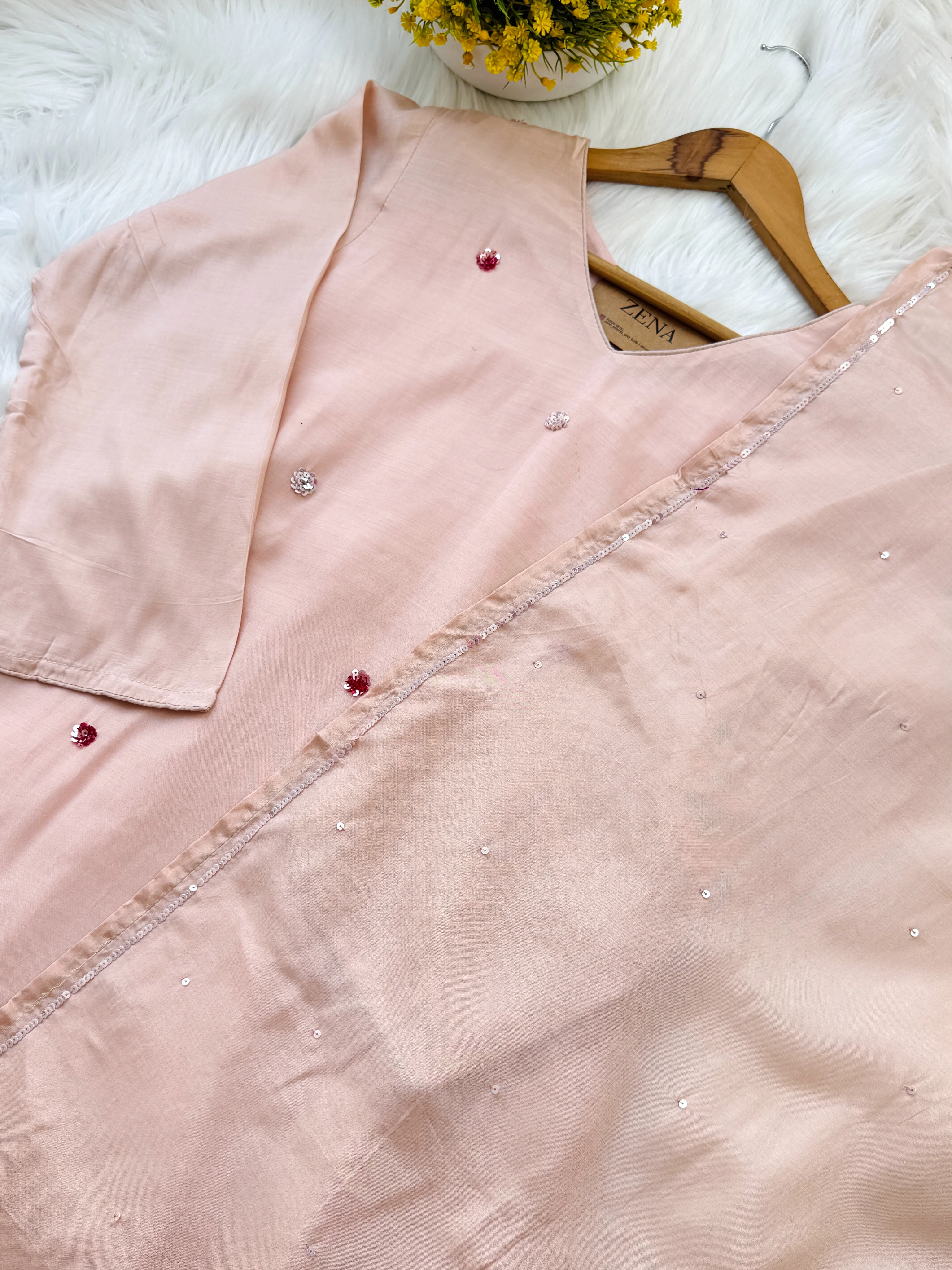 ✨ Premium Mul Chanderi Hand Detailed Kurti Set ✨ - Image 3