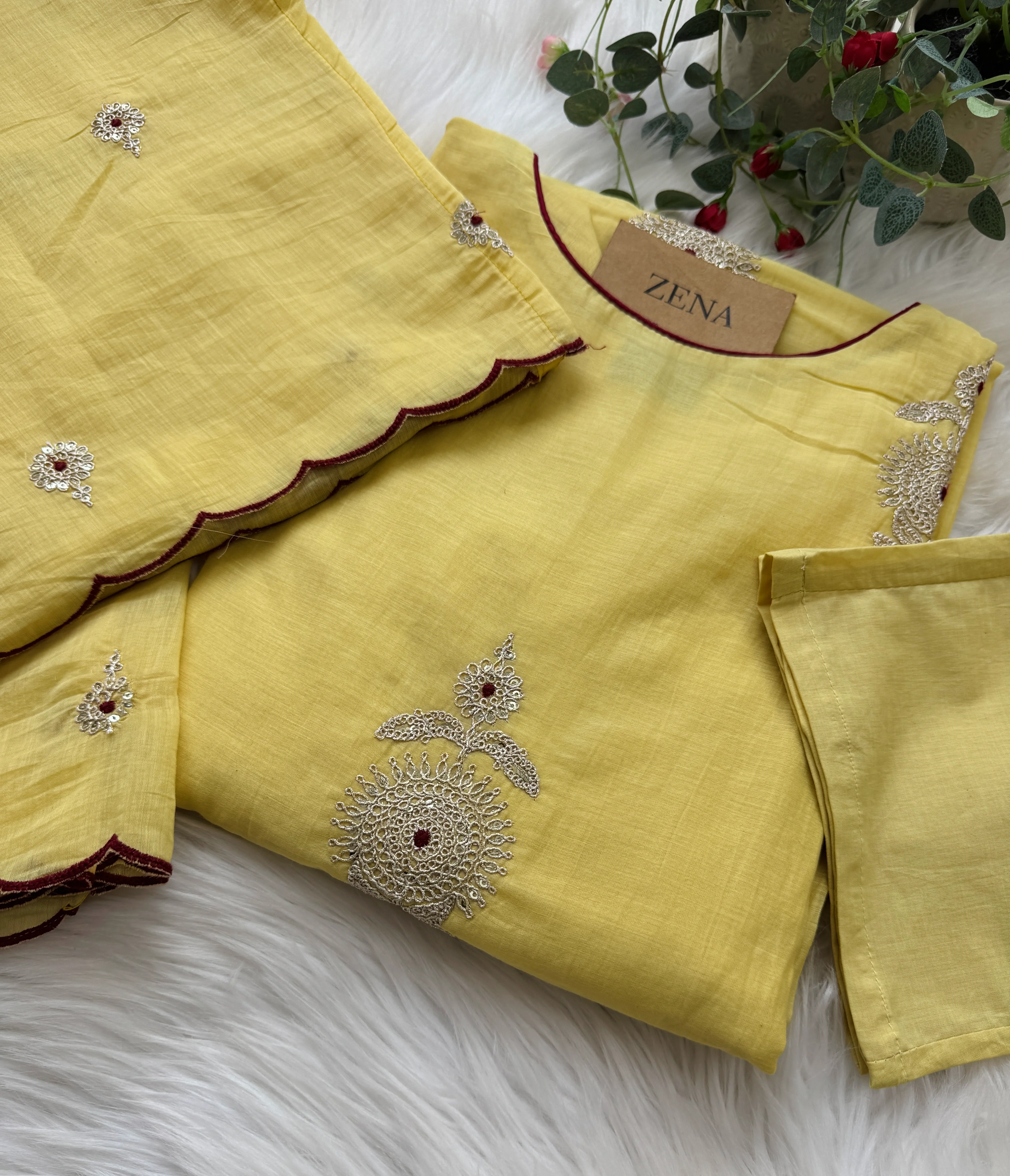 β¨ Premium Mul Chanderi Hand-Detailed Kurti Set β¨