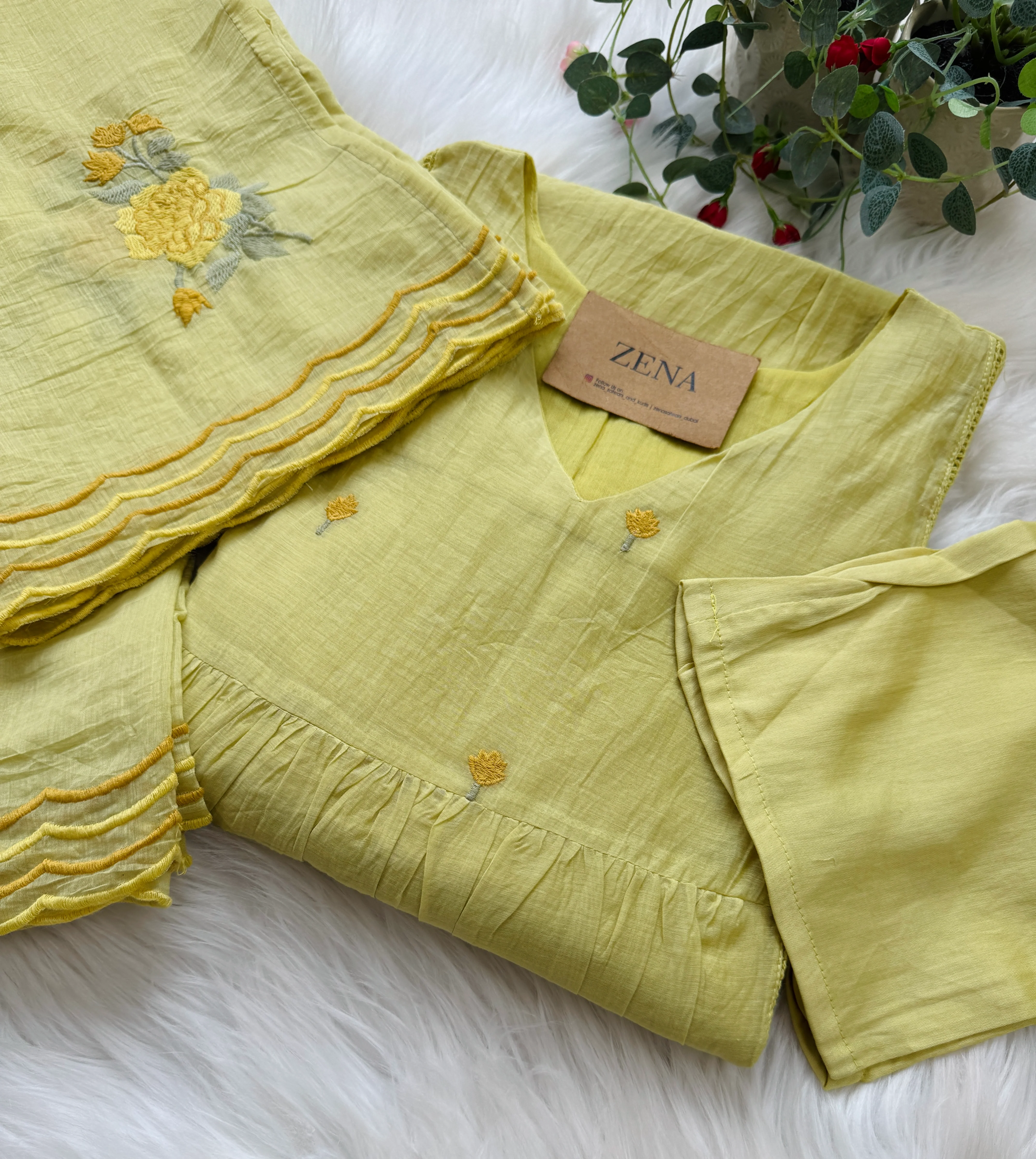 ✨ Premium Mul Chanderi Hand-Detailed Kurti Set ✨