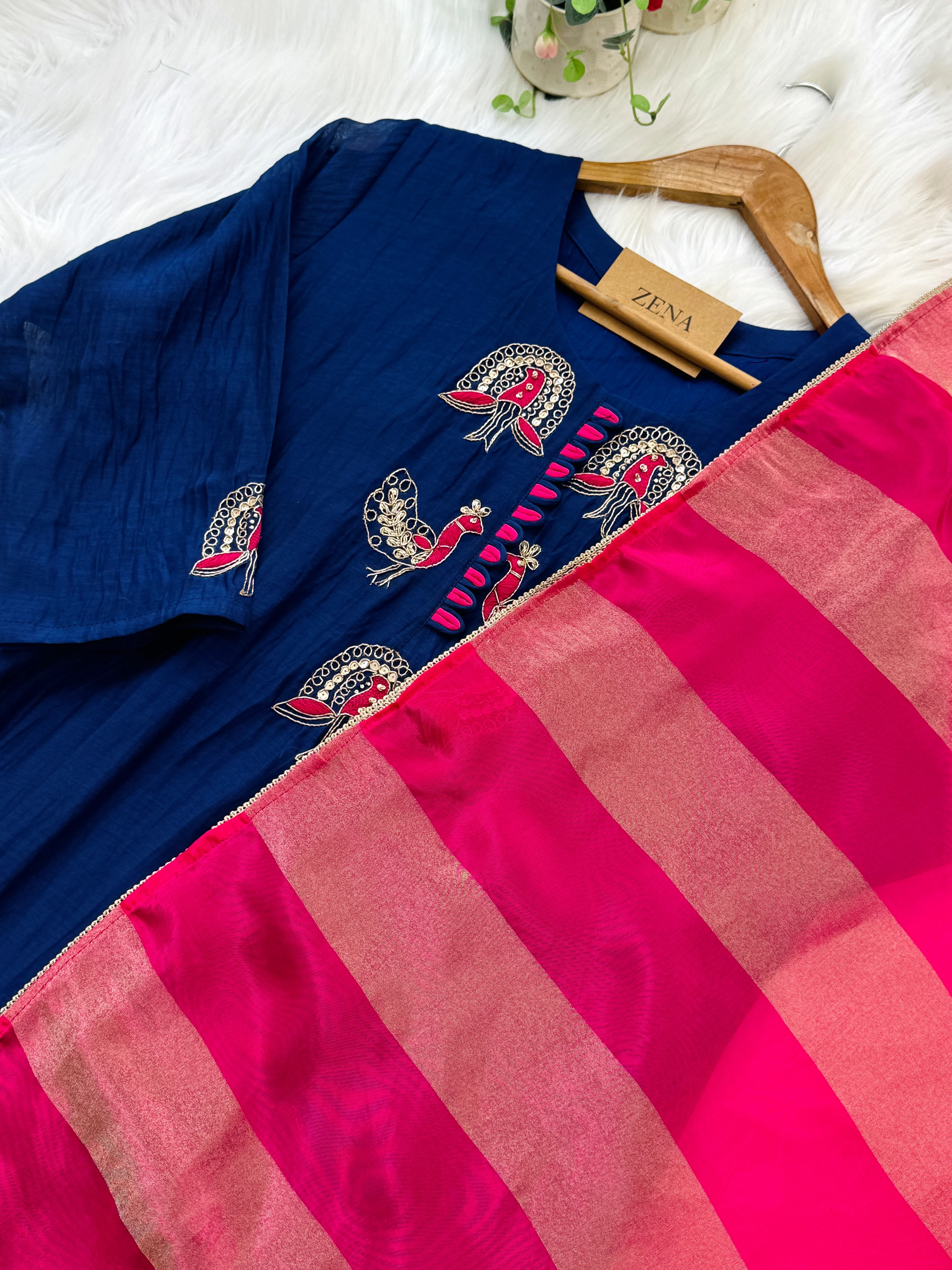 ✨ Premium Mul Chanderi Hand-Detailed Kurti Set ✨ - Image 4