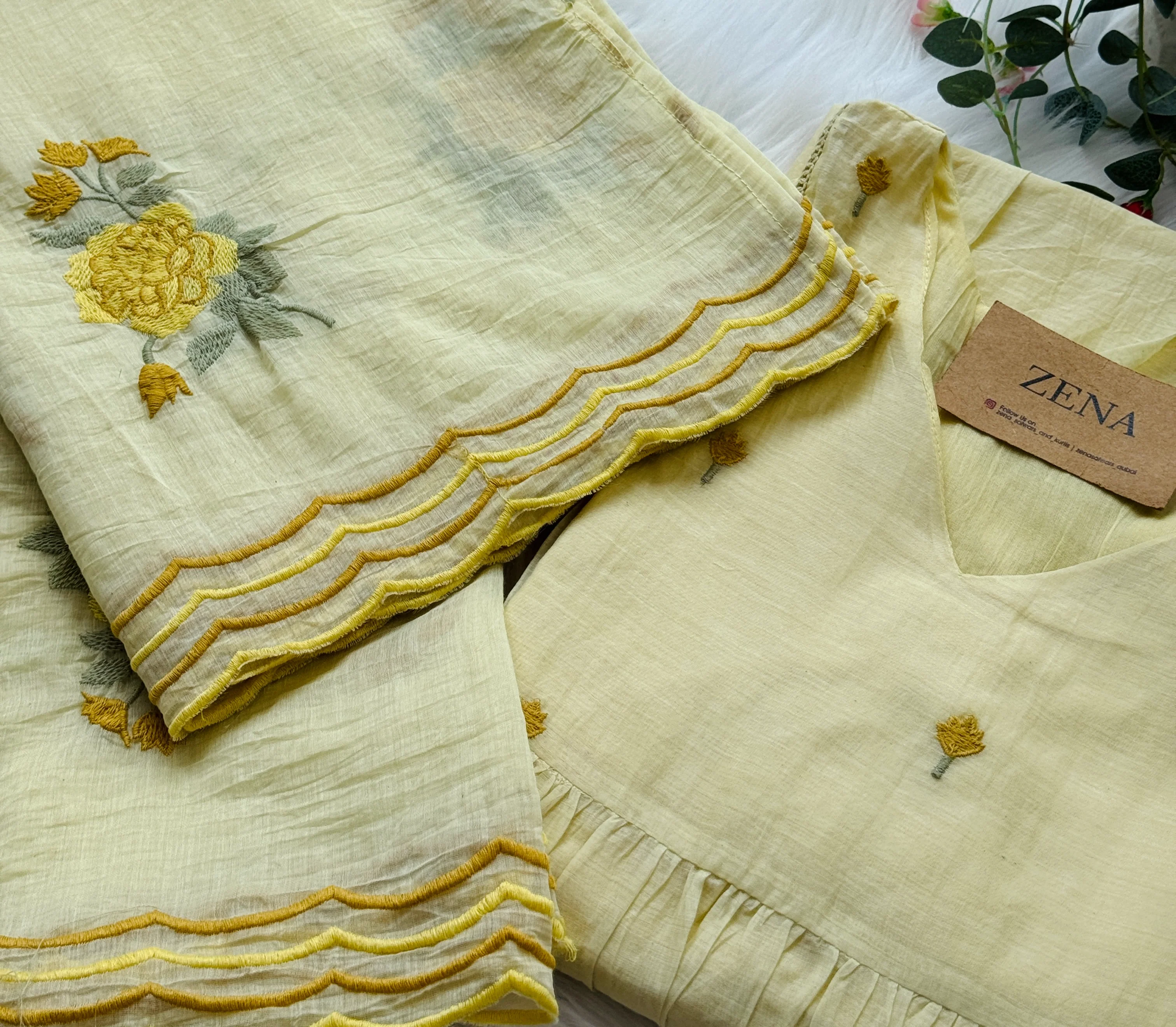 ✨ Premium Mul Chanderi Hand-Detailed Kurti Set ✨ - Image 8