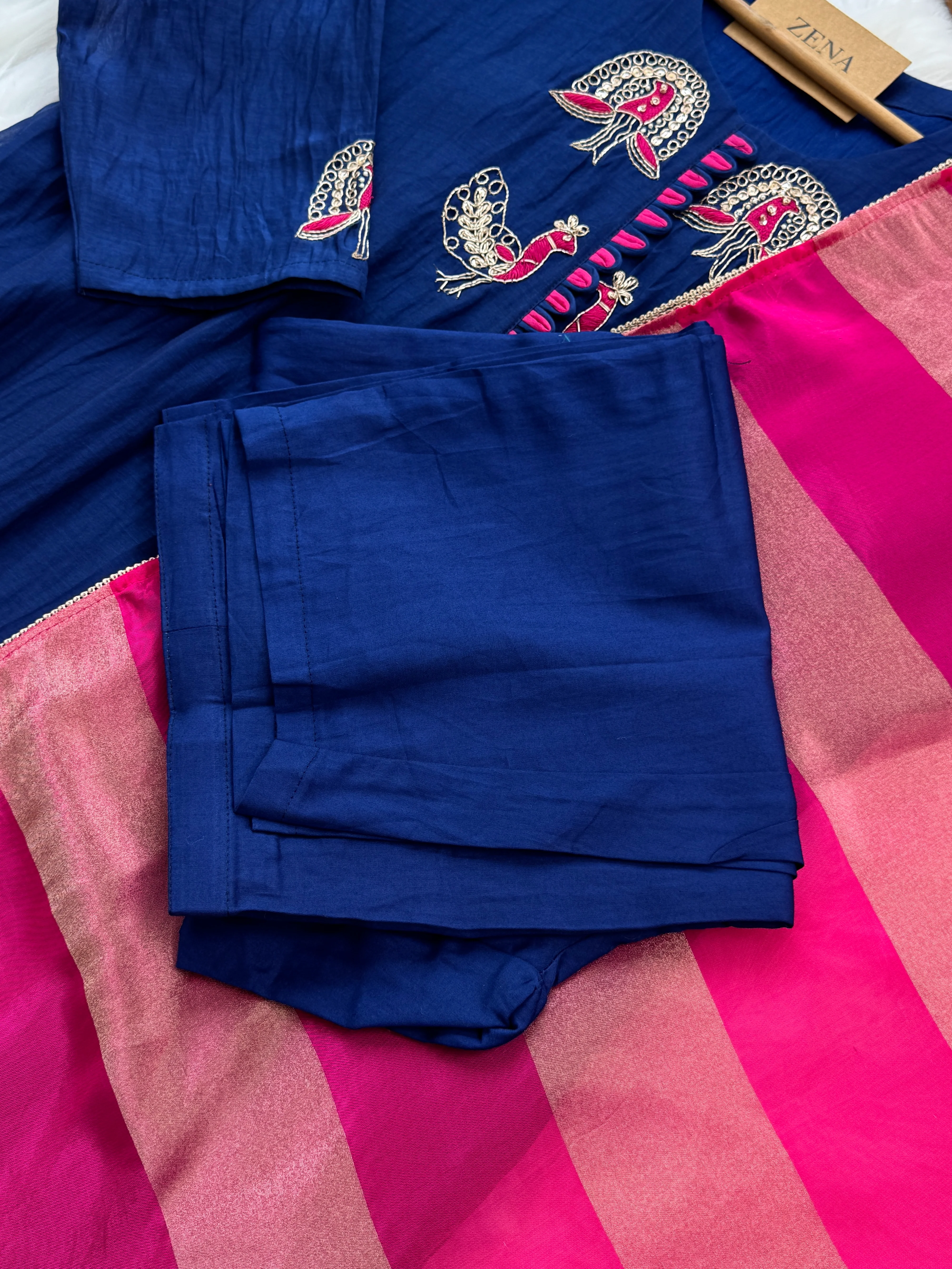 ✨ Premium Mul Chanderi Hand-Detailed Kurti Set ✨ - Image 5
