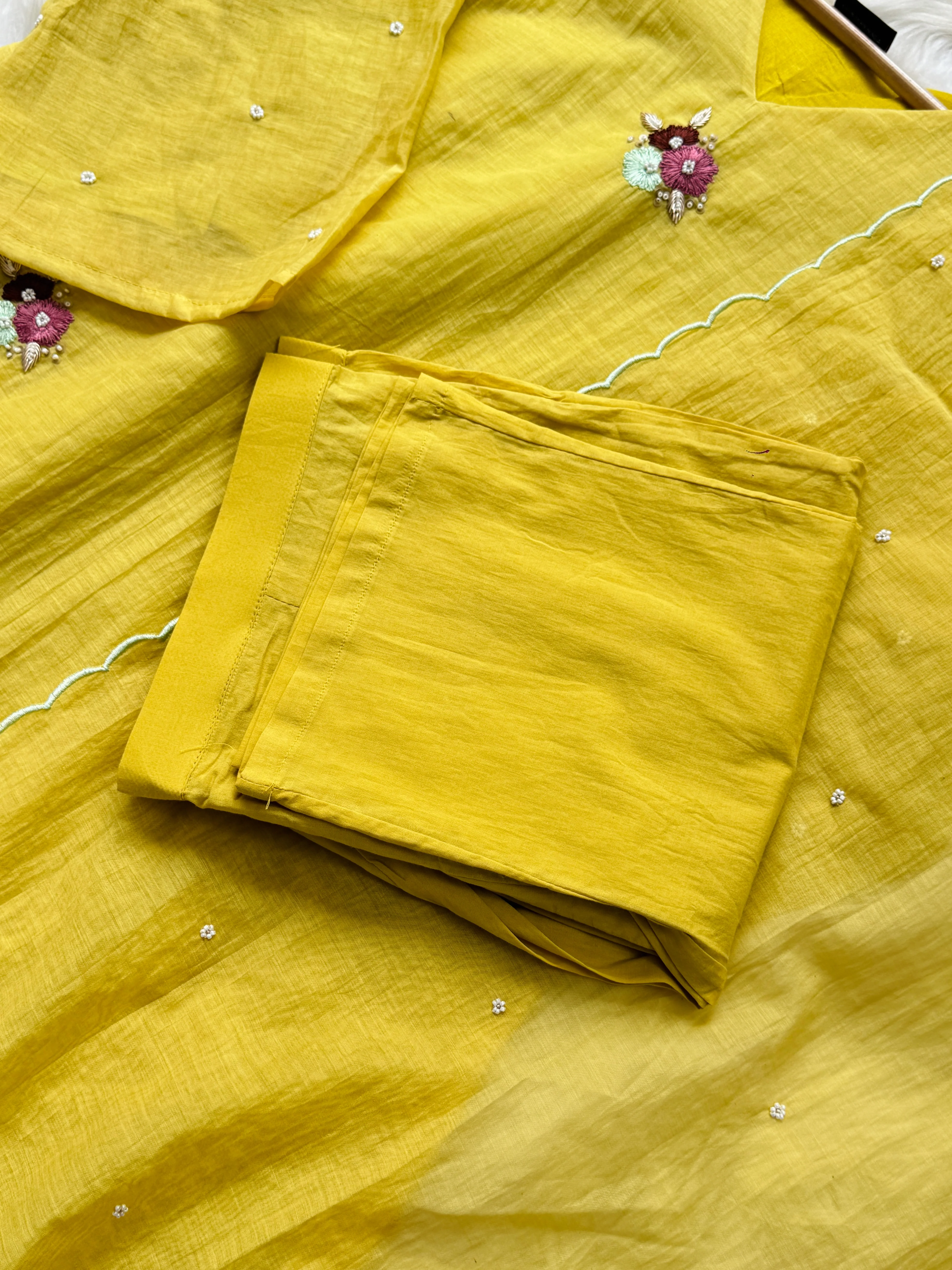✨ Premium Mul Chanderi Hand-Detailed Kurti Set ✨ - Image 4