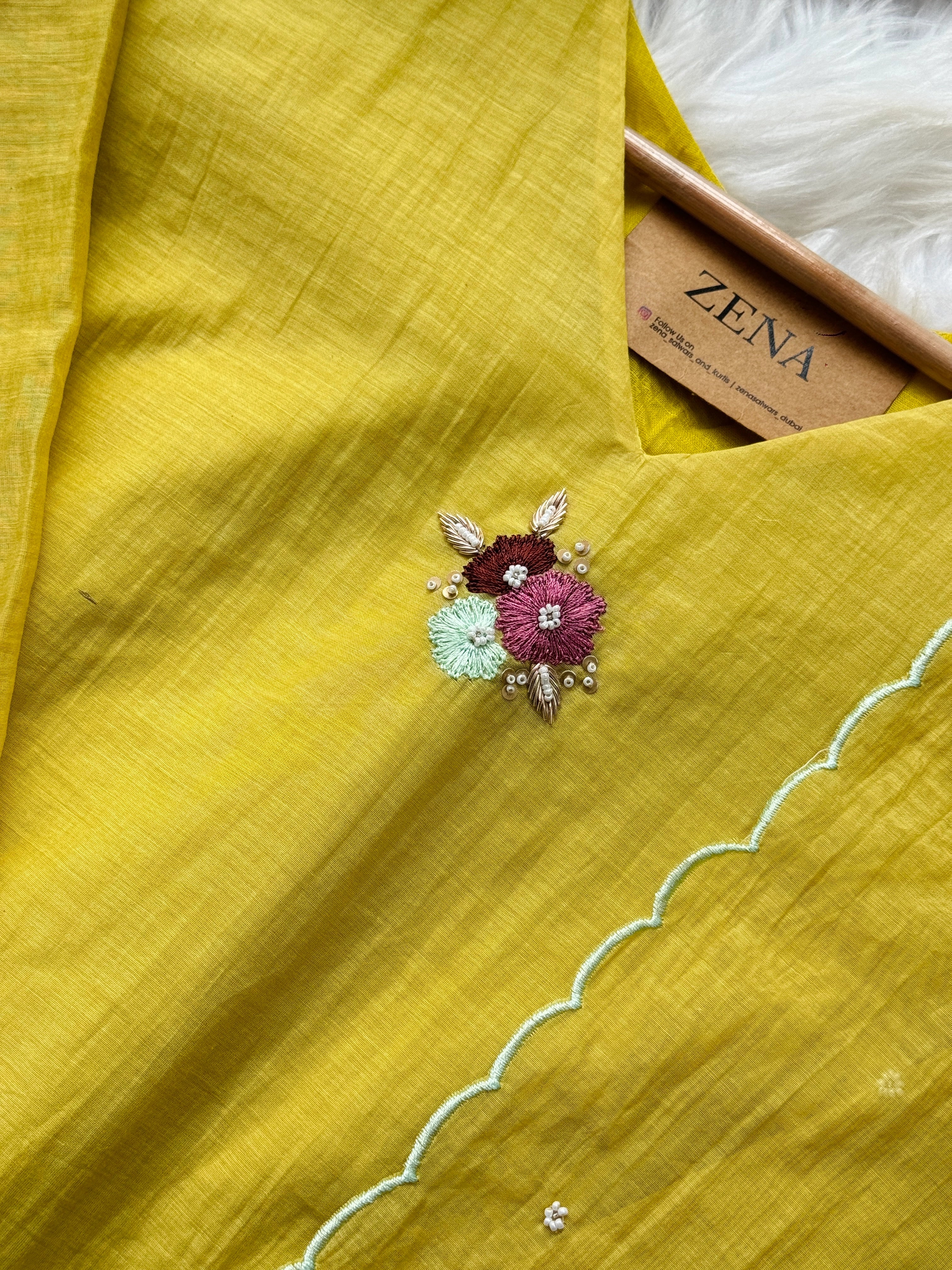 ✨ Premium Mul Chanderi Hand-Detailed Kurti Set ✨ - Image 6