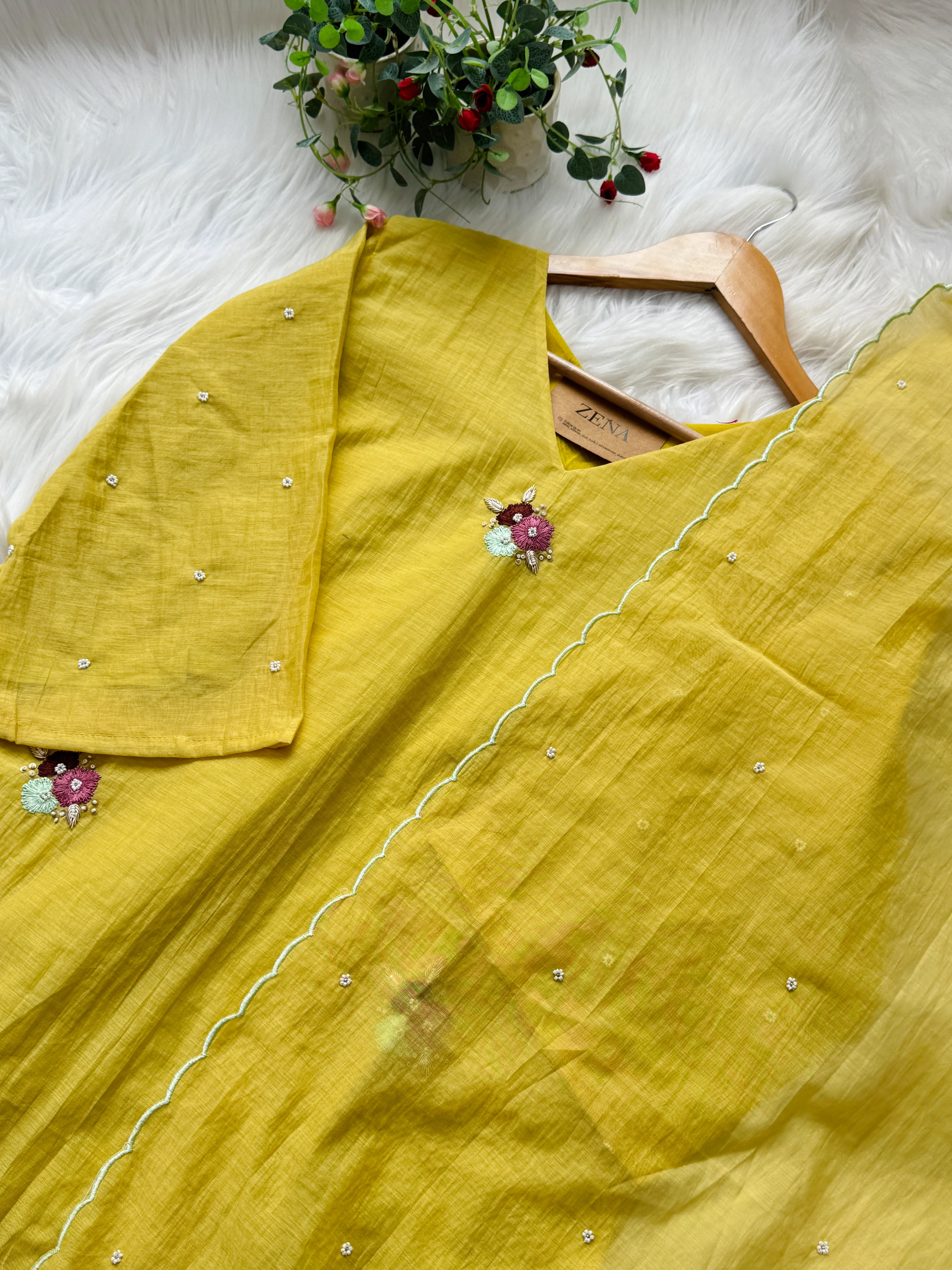 ✨ Premium Mul Chanderi Hand-Detailed Kurti Set ✨ - Image 8