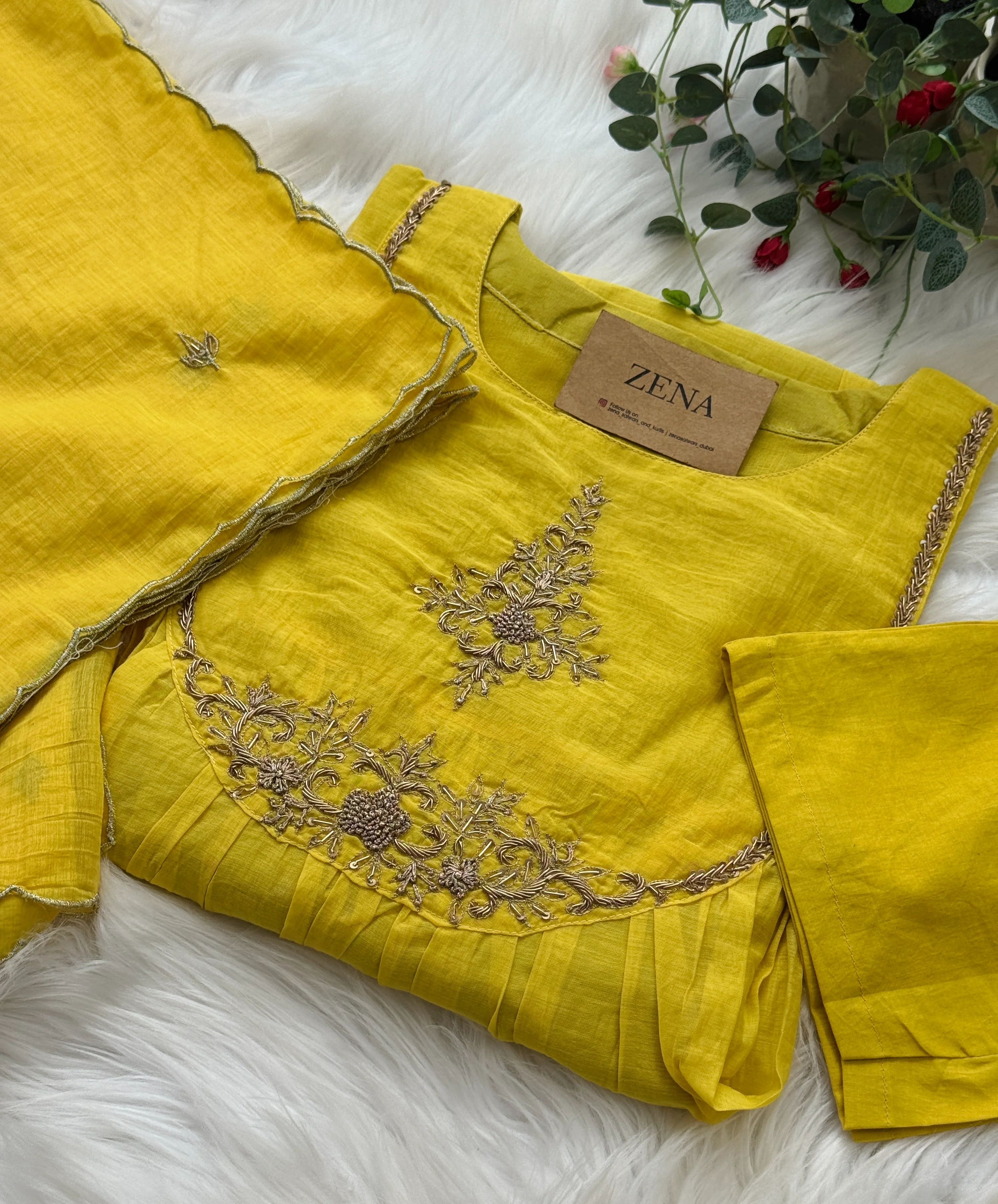 ✨ Premium Mul Chanderi Hand Detailed Kurti Set ✨
