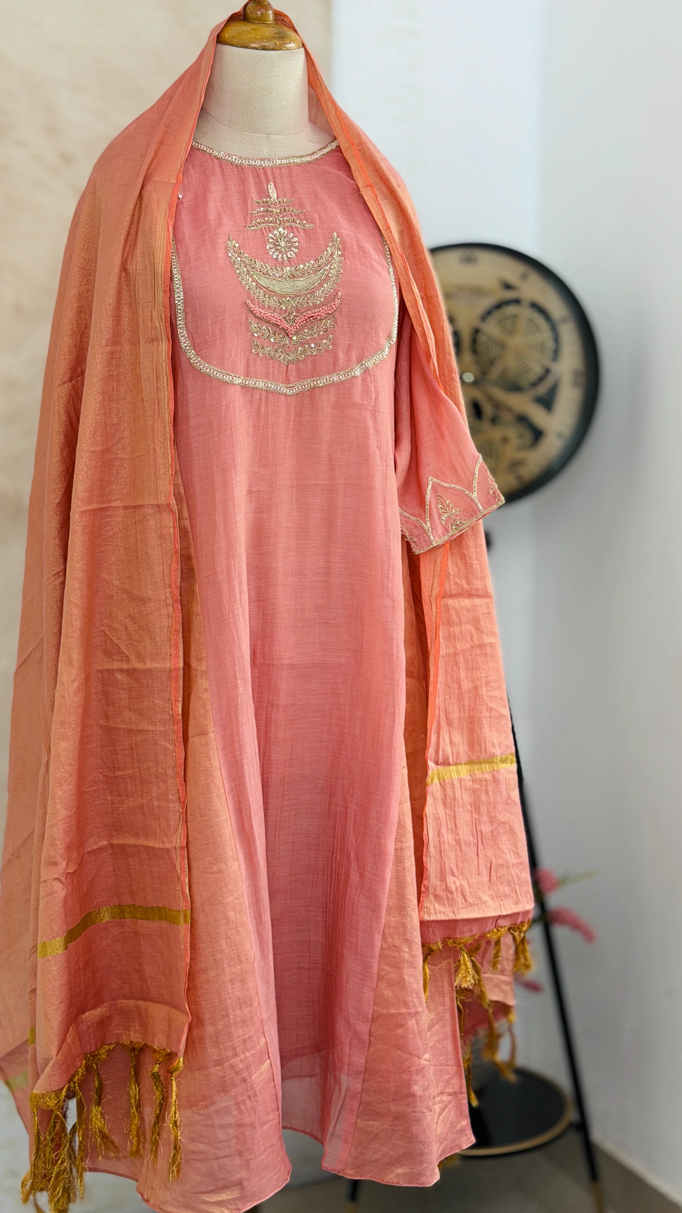 ✨ Premium Mul Chanderi Hand Work Anarkali Set ✨ - Image 2
