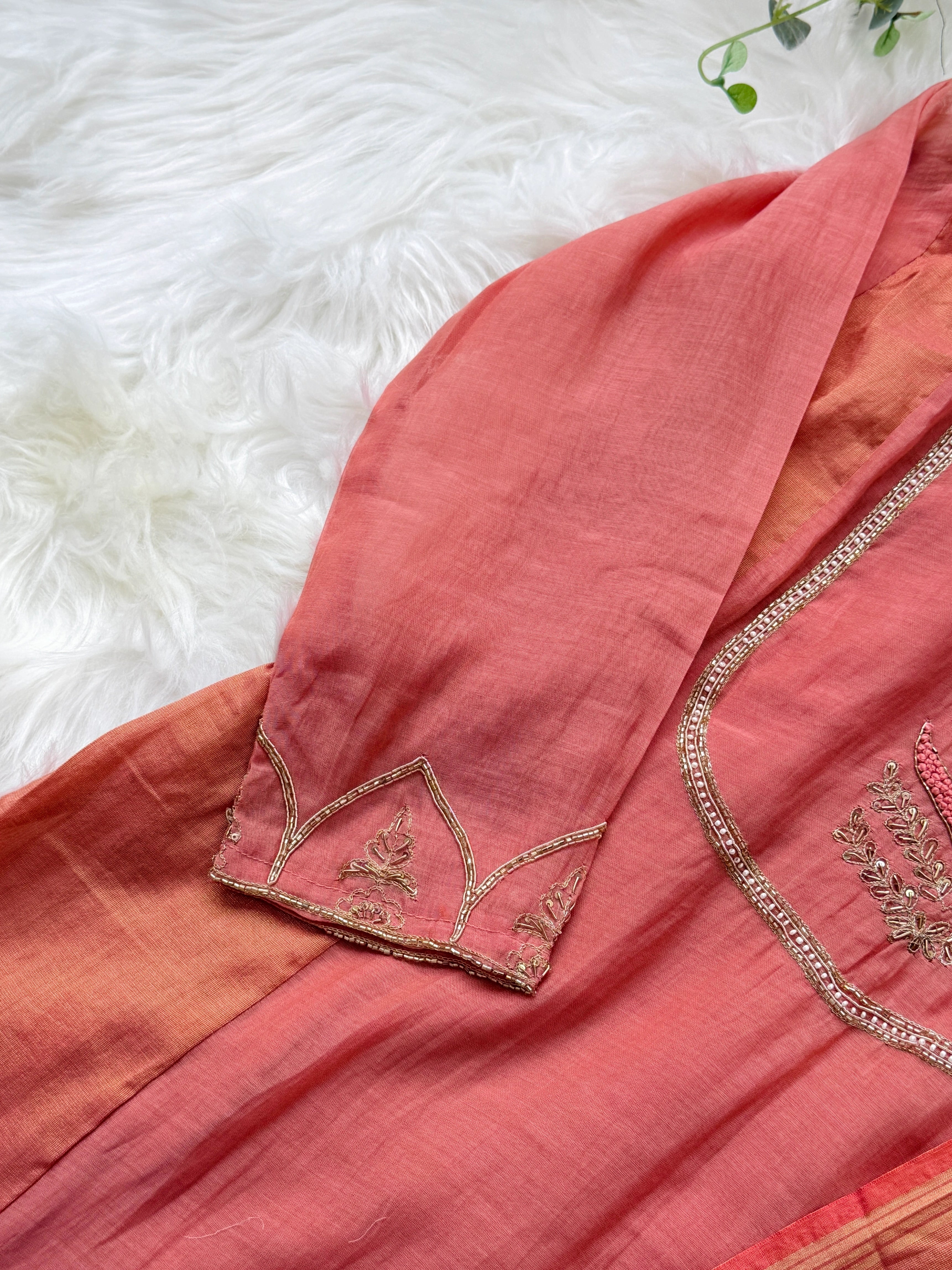 ✨ Premium Mul Chanderi Hand Work Anarkali Set ✨ - Image 4