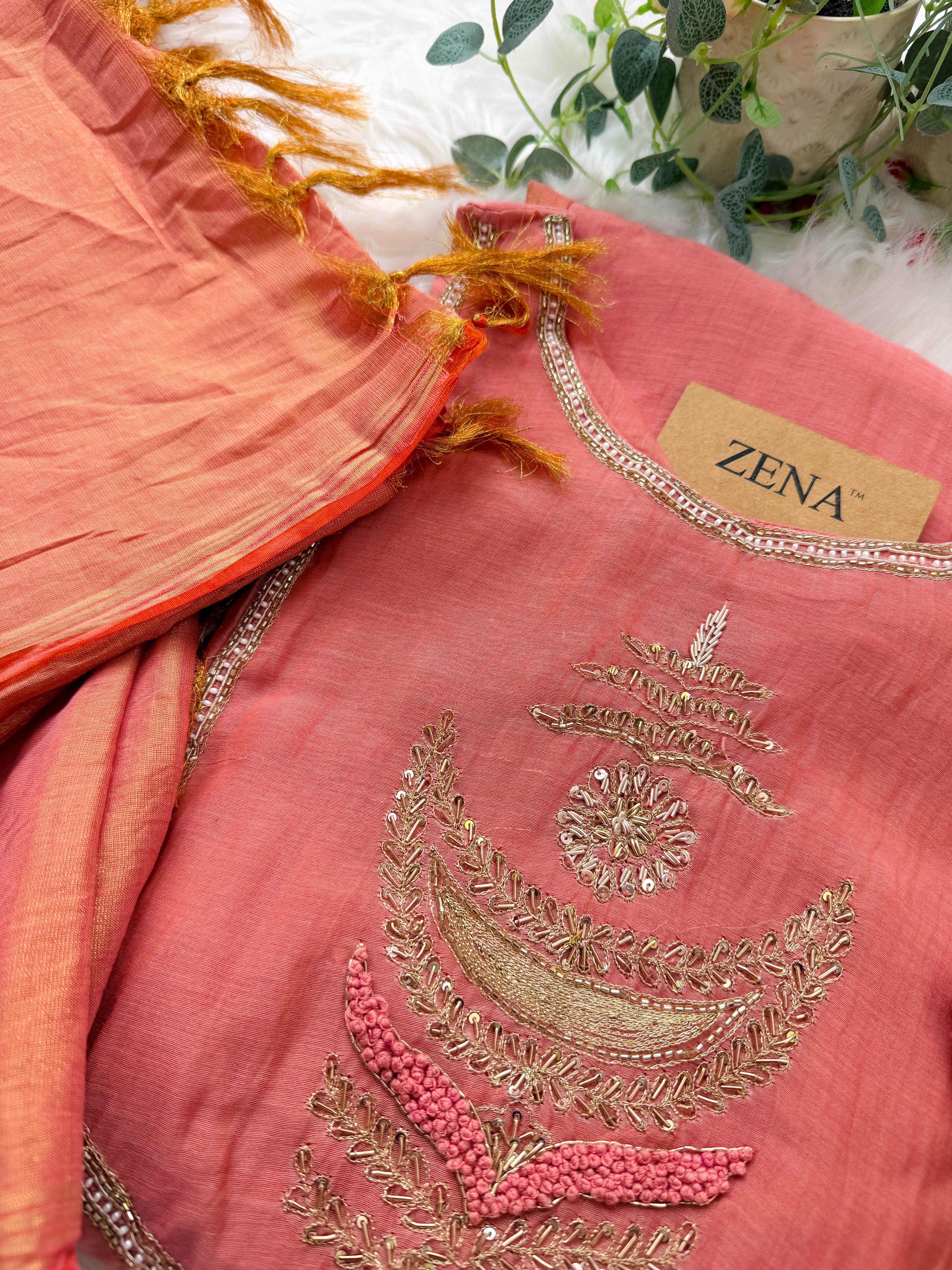 ✨ Premium Mul Chanderi Hand Work Anarkali Set ✨ - Image 6