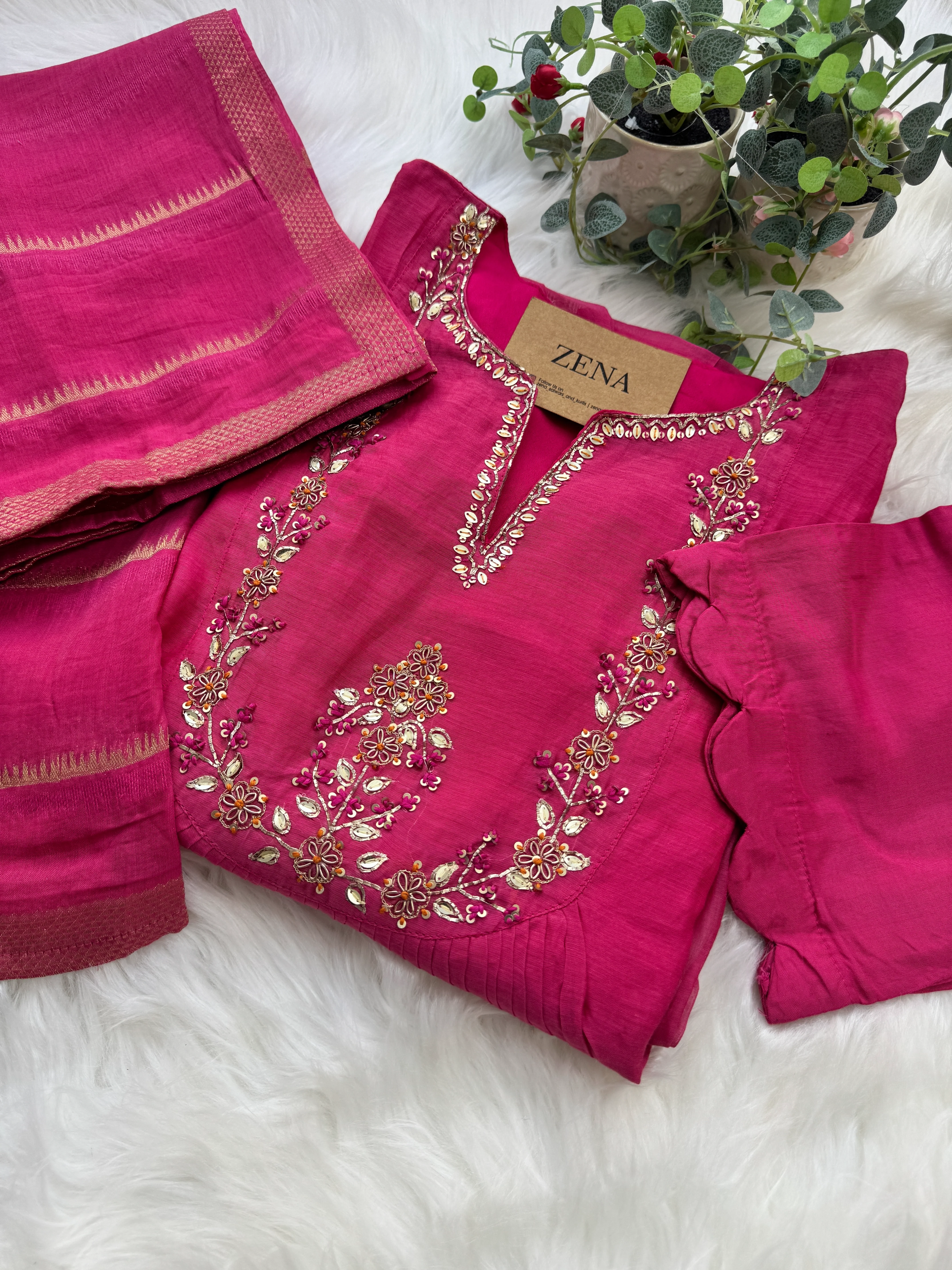 β¨ Premium Mul Chanderi Hand Work Anarkali Set β¨