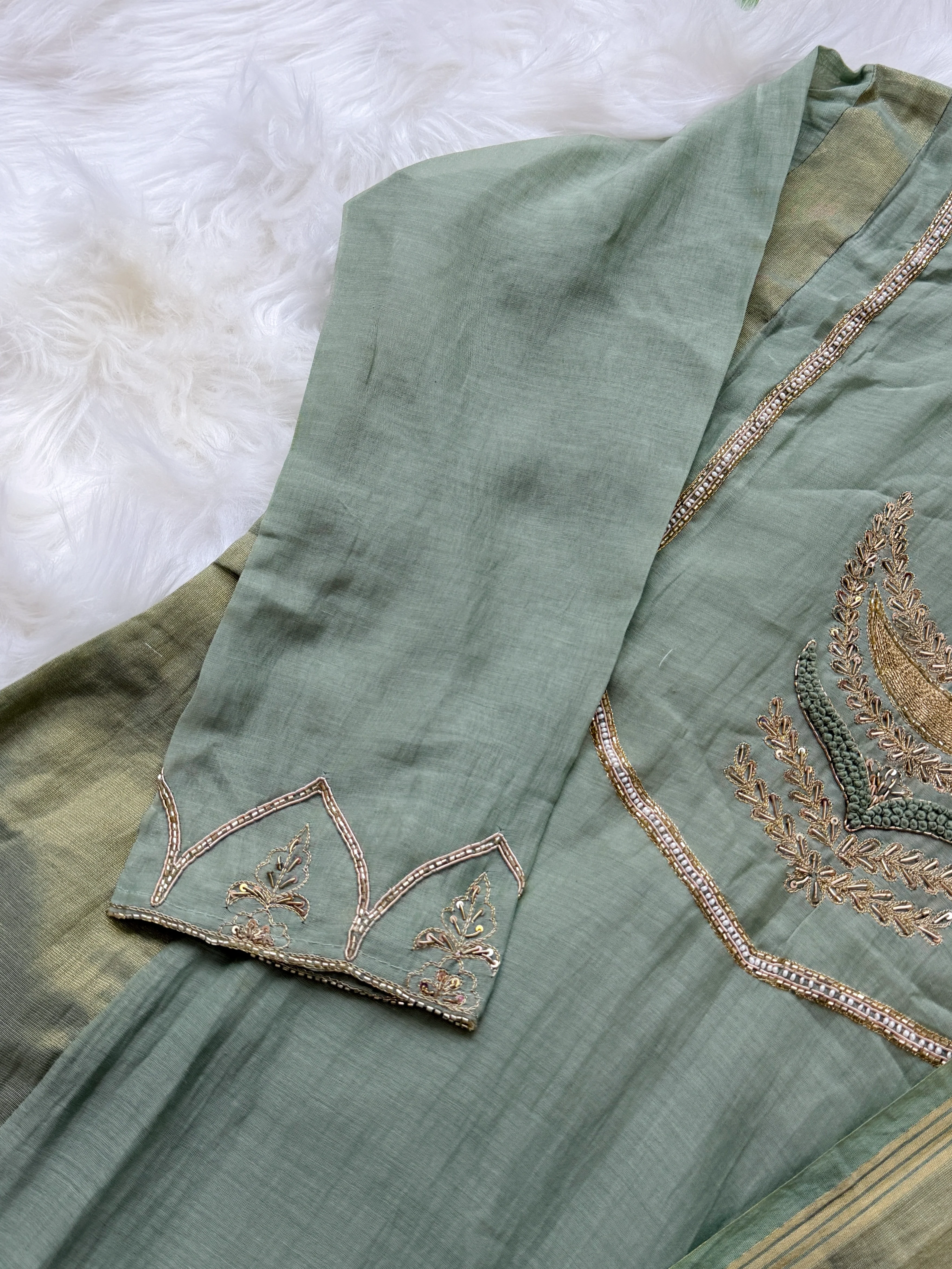 ✨ Premium Mul Chanderi Hand Work Anarkali Set ✨ - Image 6
