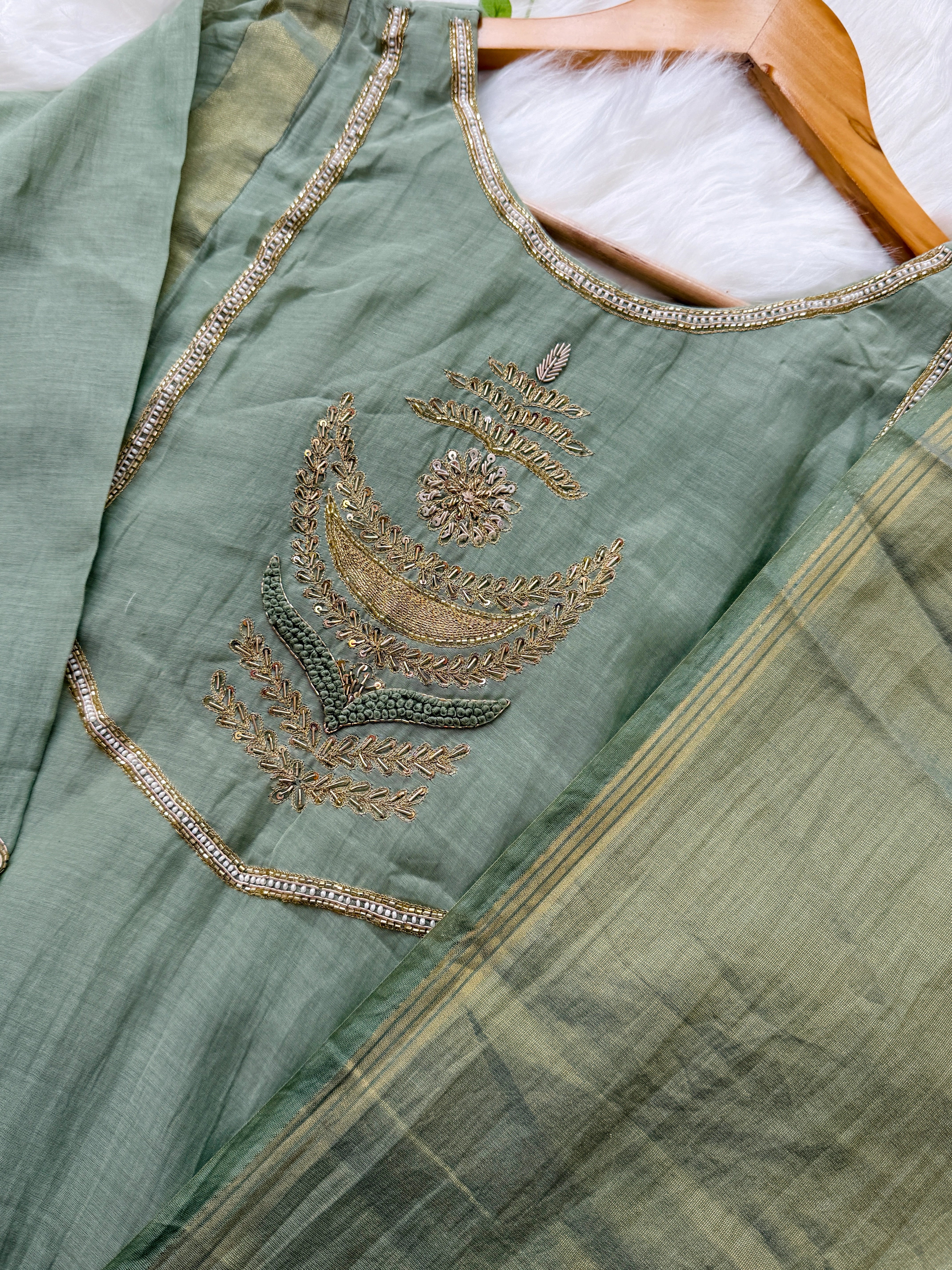 ✨ Premium Mul Chanderi Hand Work Anarkali Set ✨ - Image 8
