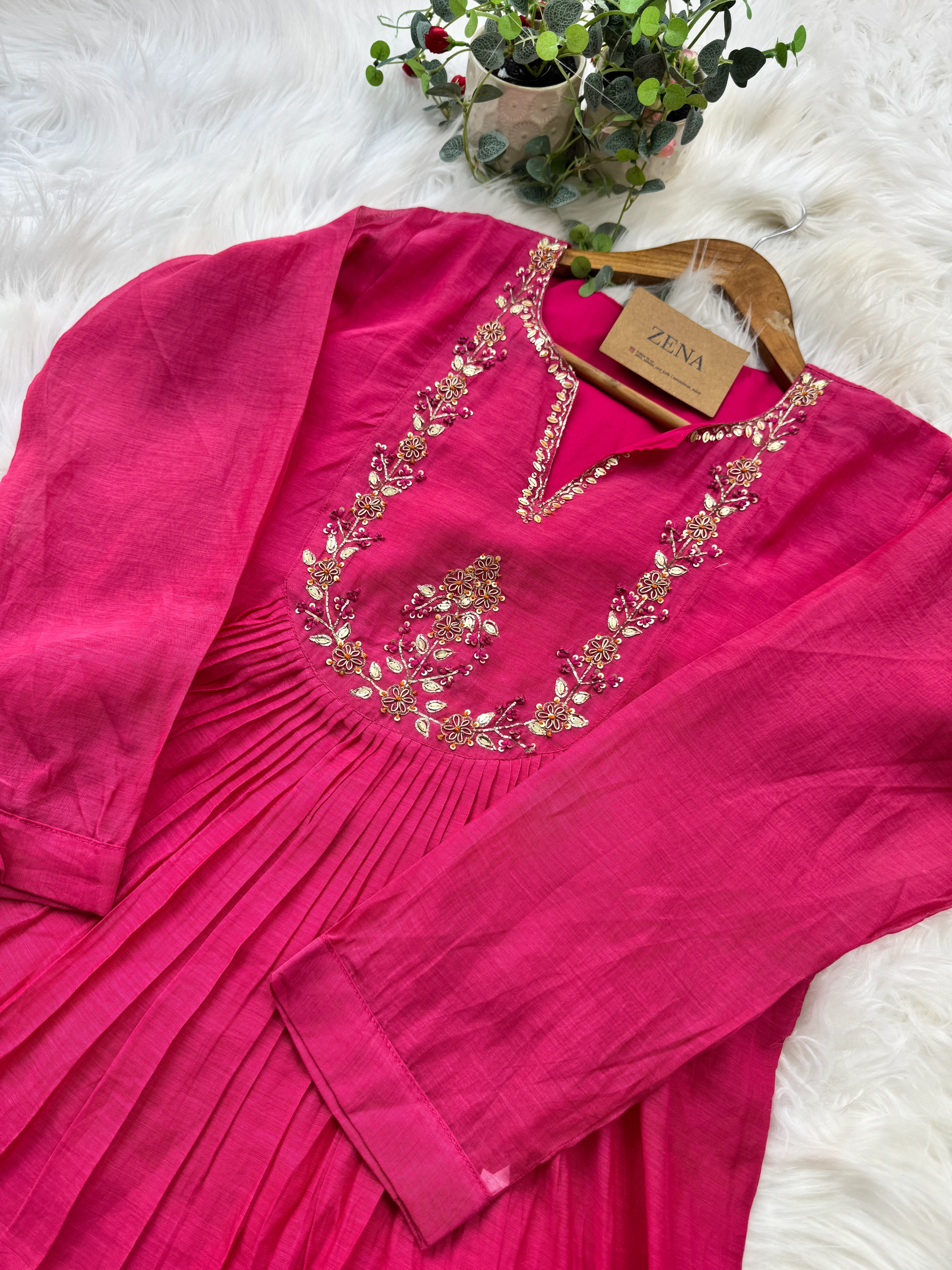 β¨ Premium Mul Chanderi Hand Work Anarkali Set β¨ - Image 7