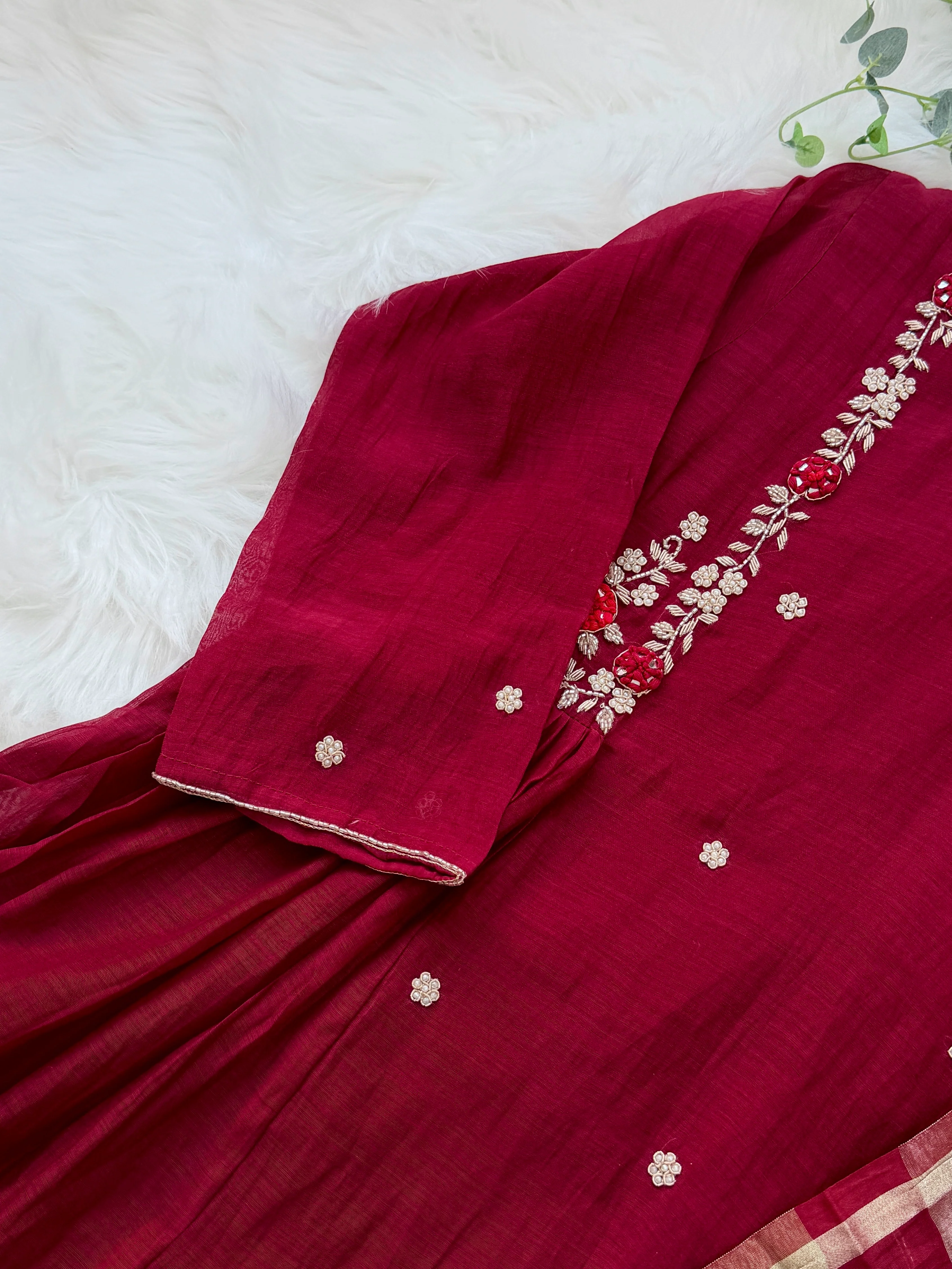 ✨ Premium Mul Chanderi Hand Work Kurti Set ✨ - Image 11