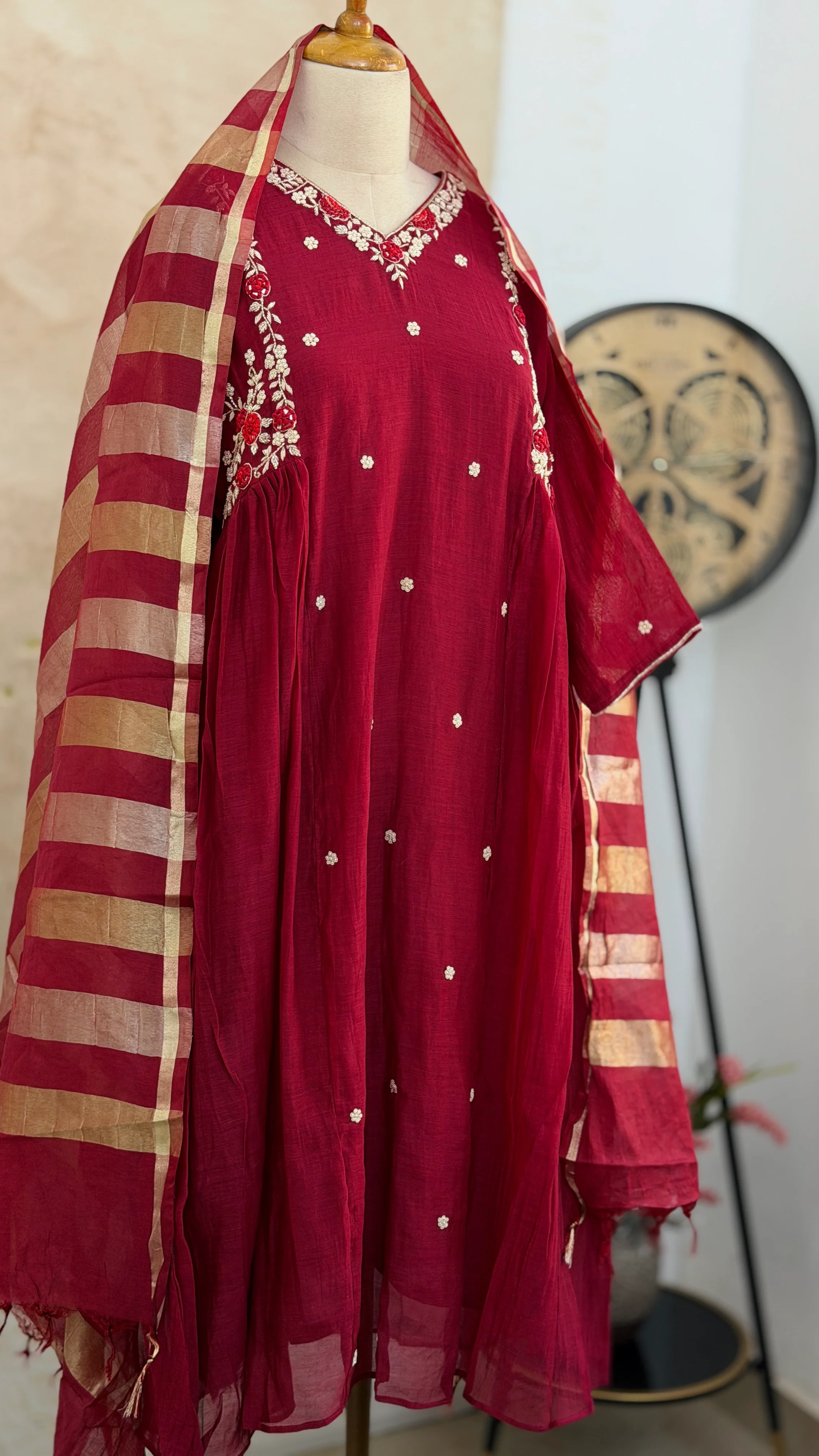 ✨ Premium Mul Chanderi Hand Work Kurti Set ✨ - Image 2